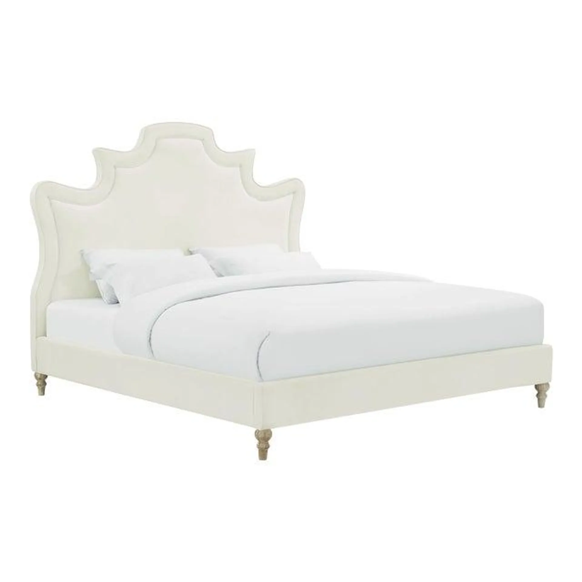 Serenity Cream Velvet Queen Bed