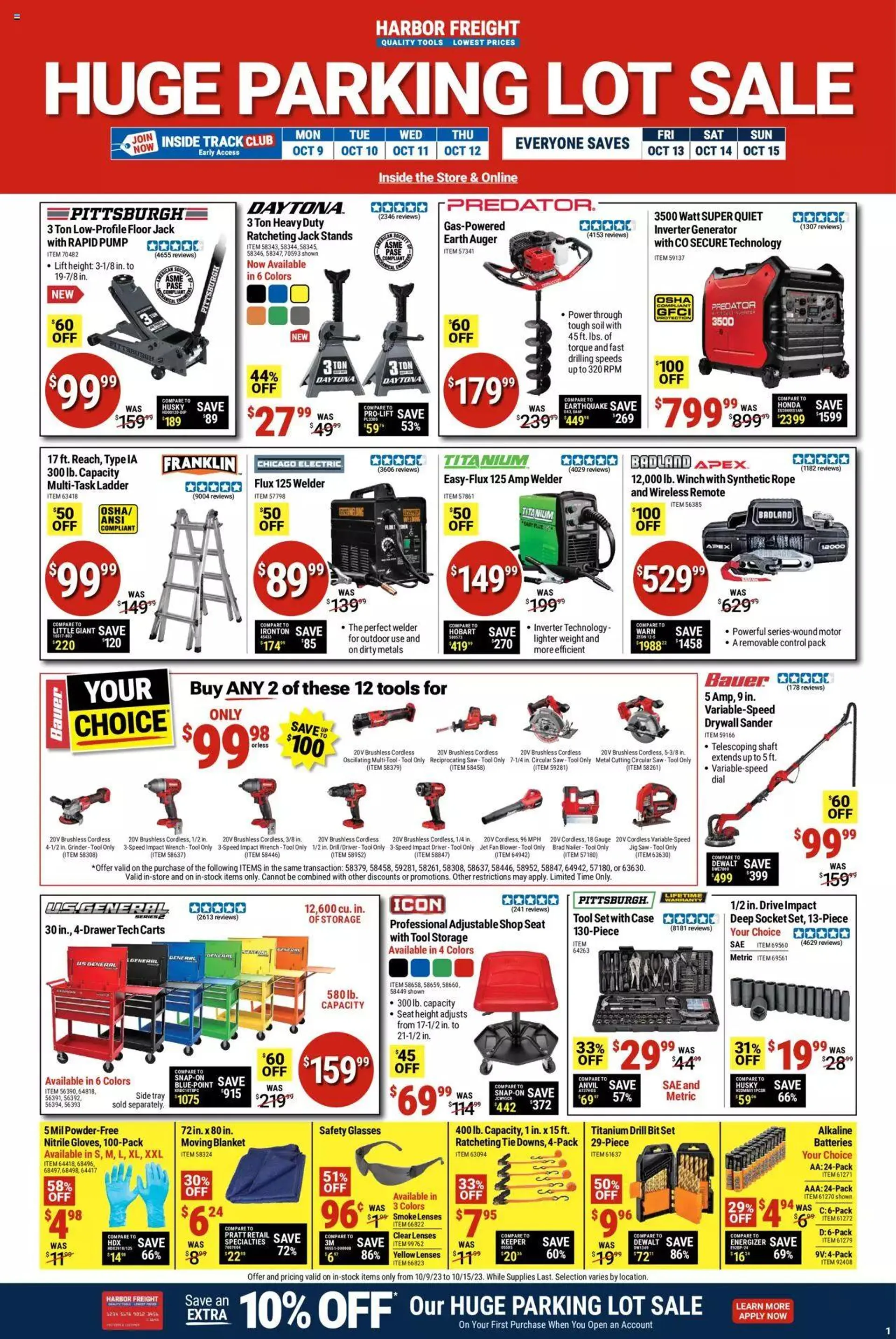 Weekly ad Harbor Freight - Weekly Ad from October 9 to October 15 2023 - Page 1