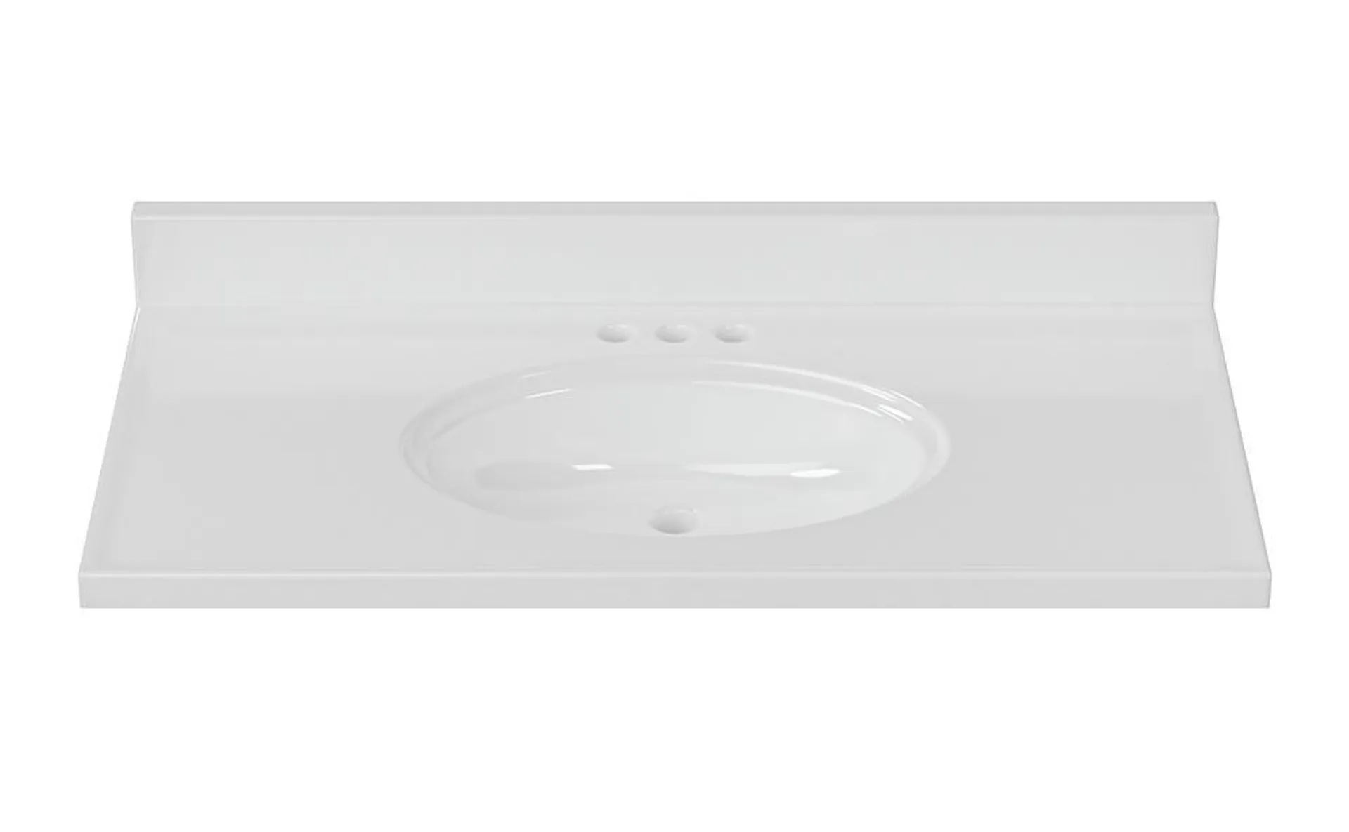 MagickWoods Elements 37"W x 19"D Solid White Cultured Marble Vanity Top with Oval Non-Recessed Bowl