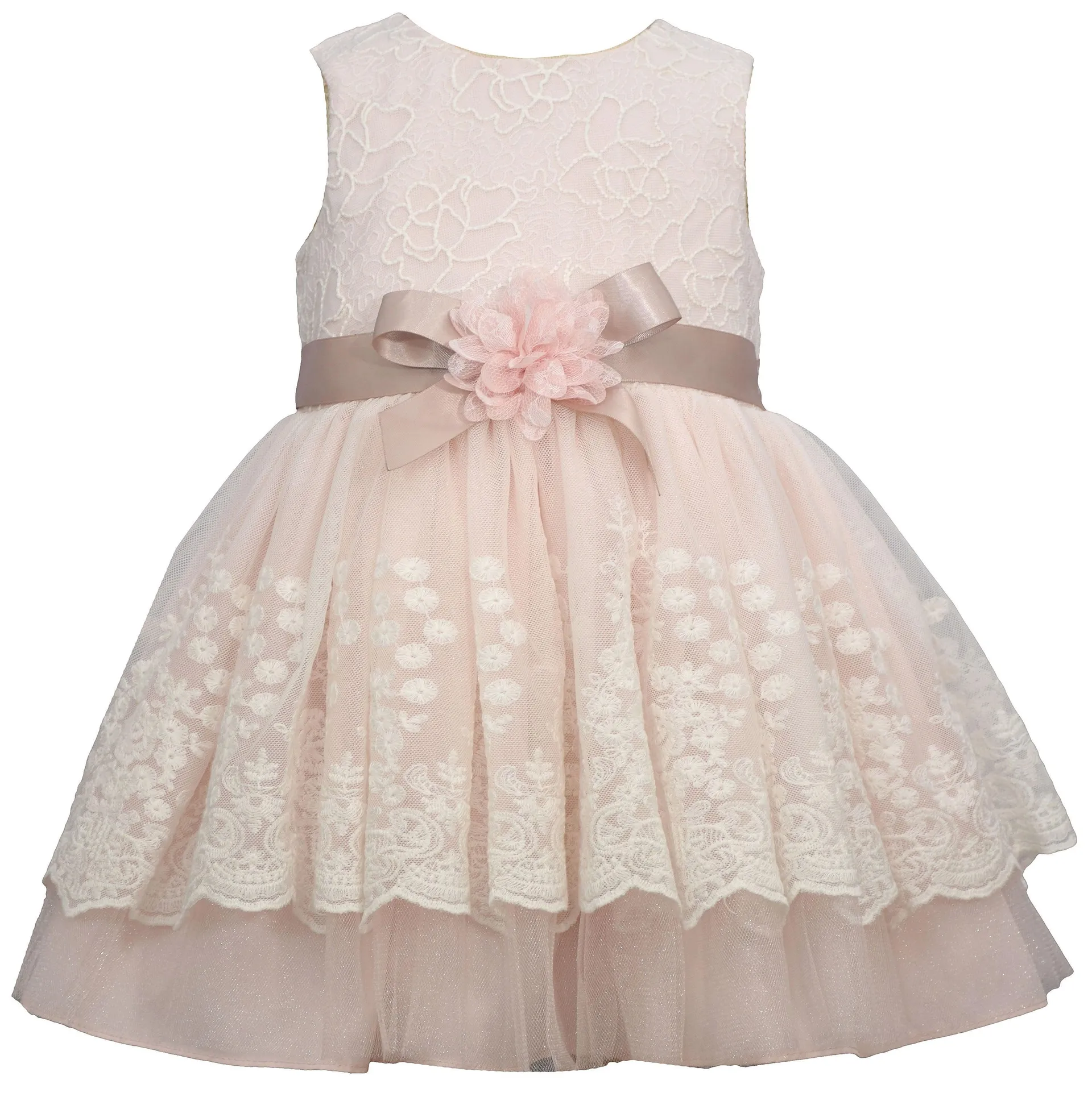 Bonnie Baby Blush Sleeveless Lace Dress