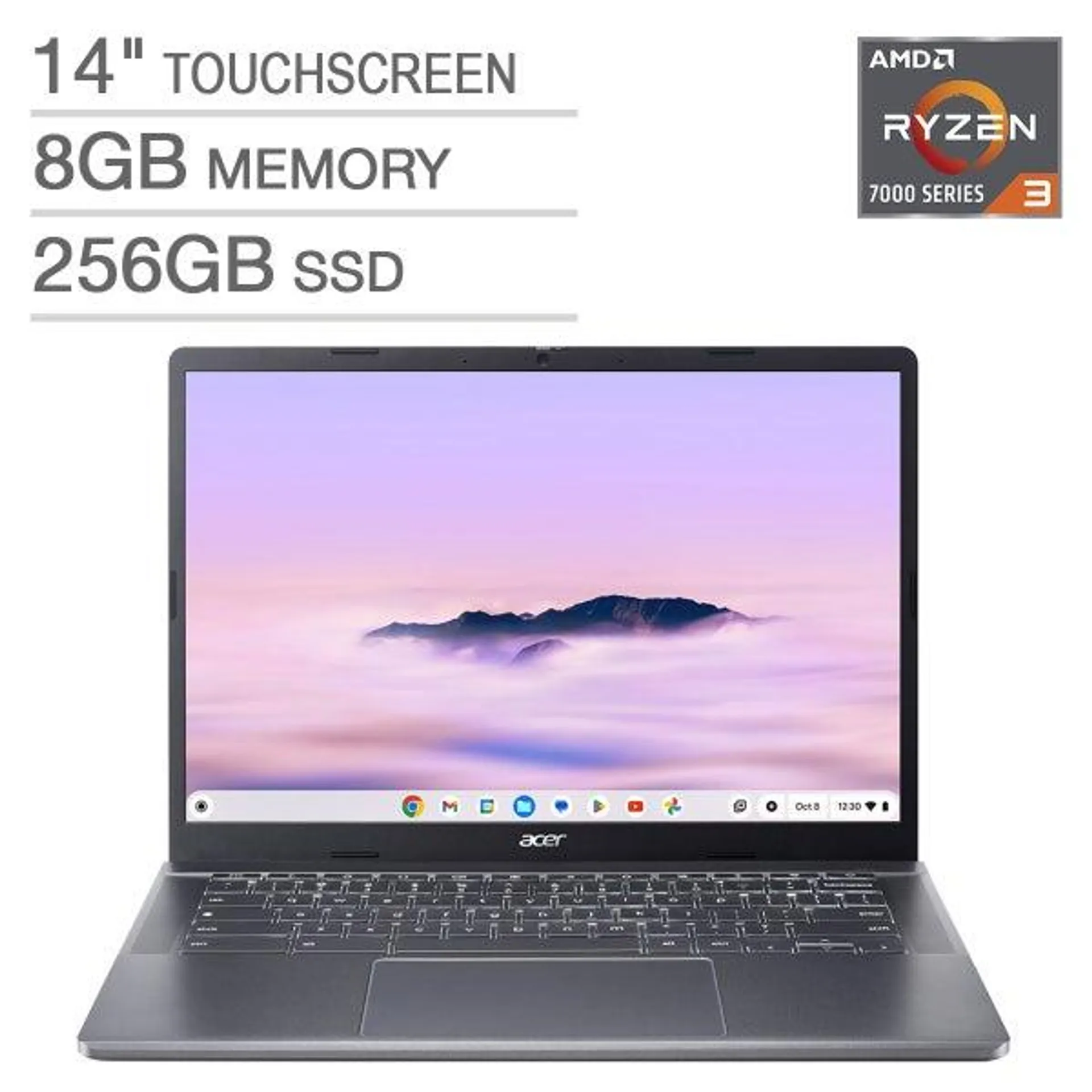 Acer Chromebook Plus 14” Touchscreen Laptop – AMD Ryzen 3-7320C - 1200p, Protective Sleeve Included