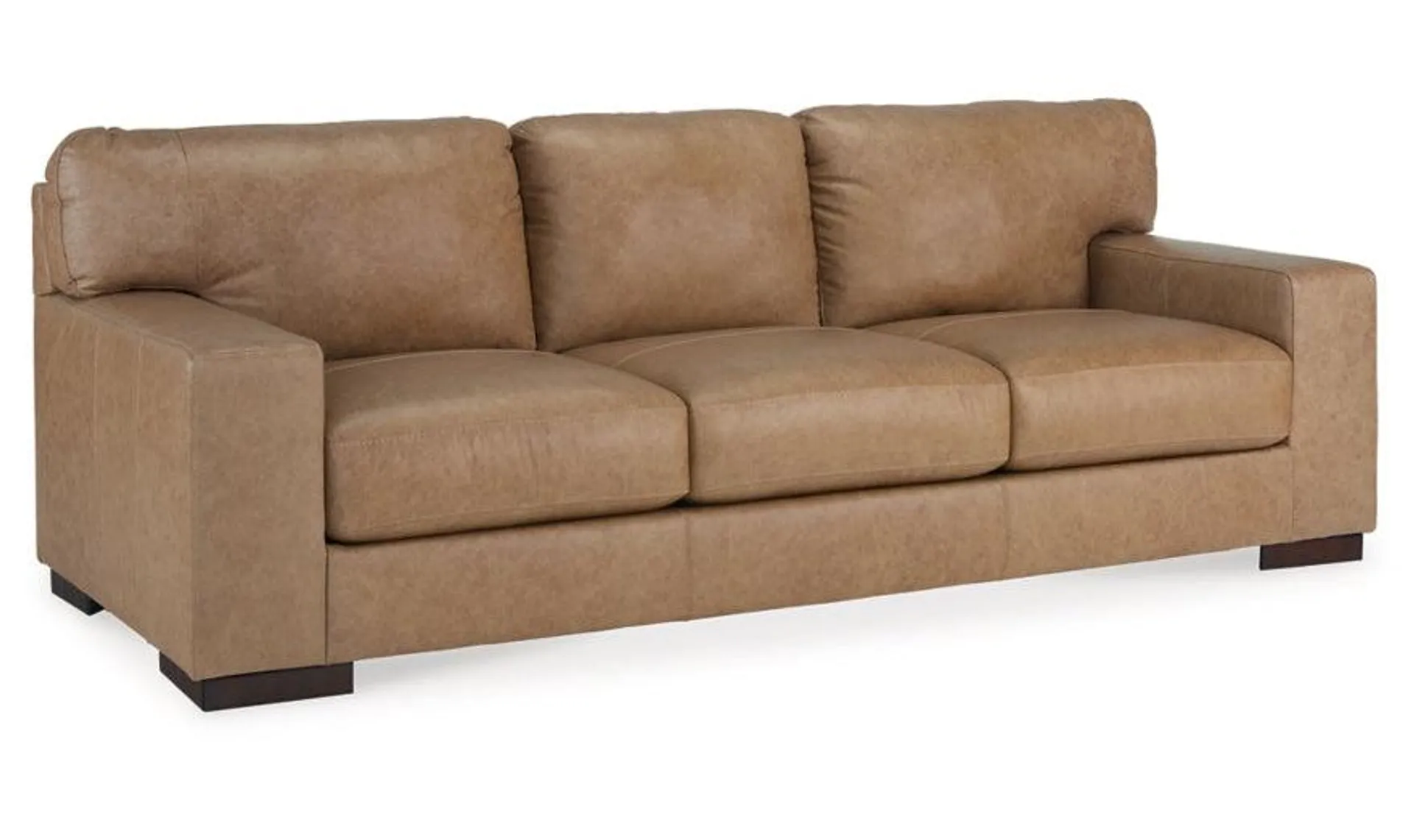 Lombardia 3-Seater Brown Leather Sofa with Track Arms