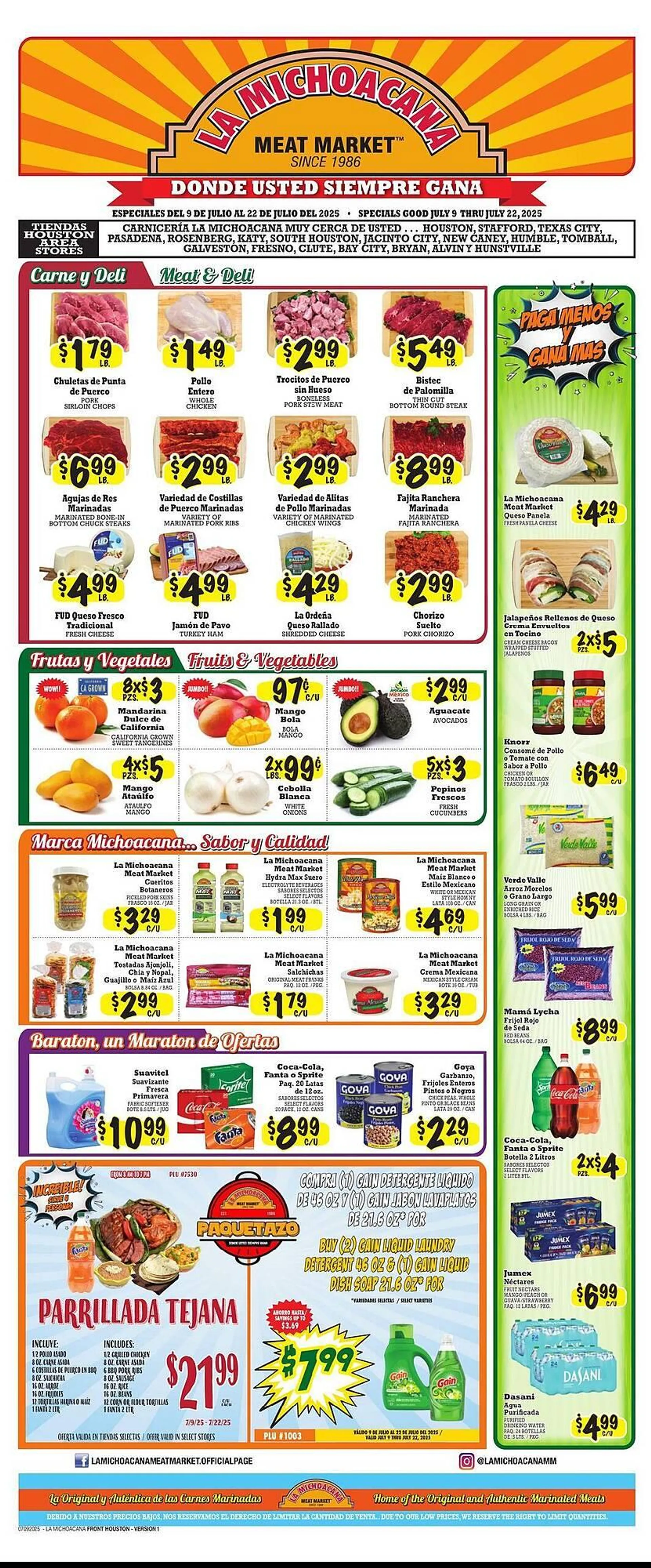 Weekly ad La Michoacana Weekly Ad from July 9 to July 22 2025 - Page 1