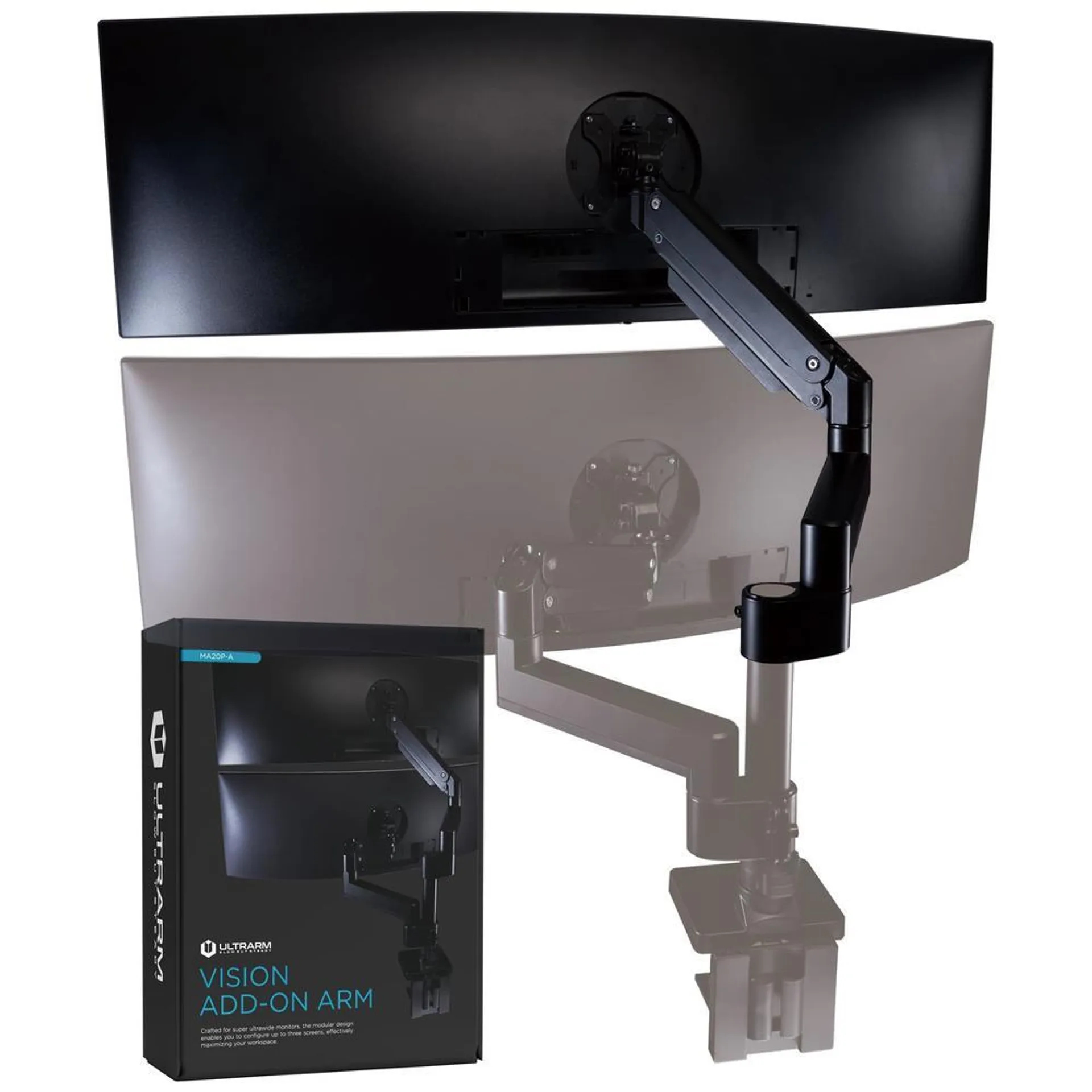 ULTRARM Heavy Duty Extension Arm Accessory Only Requires MA20PS Single Monitor Arm for Use Dual 49 Vertical Stacked Monito