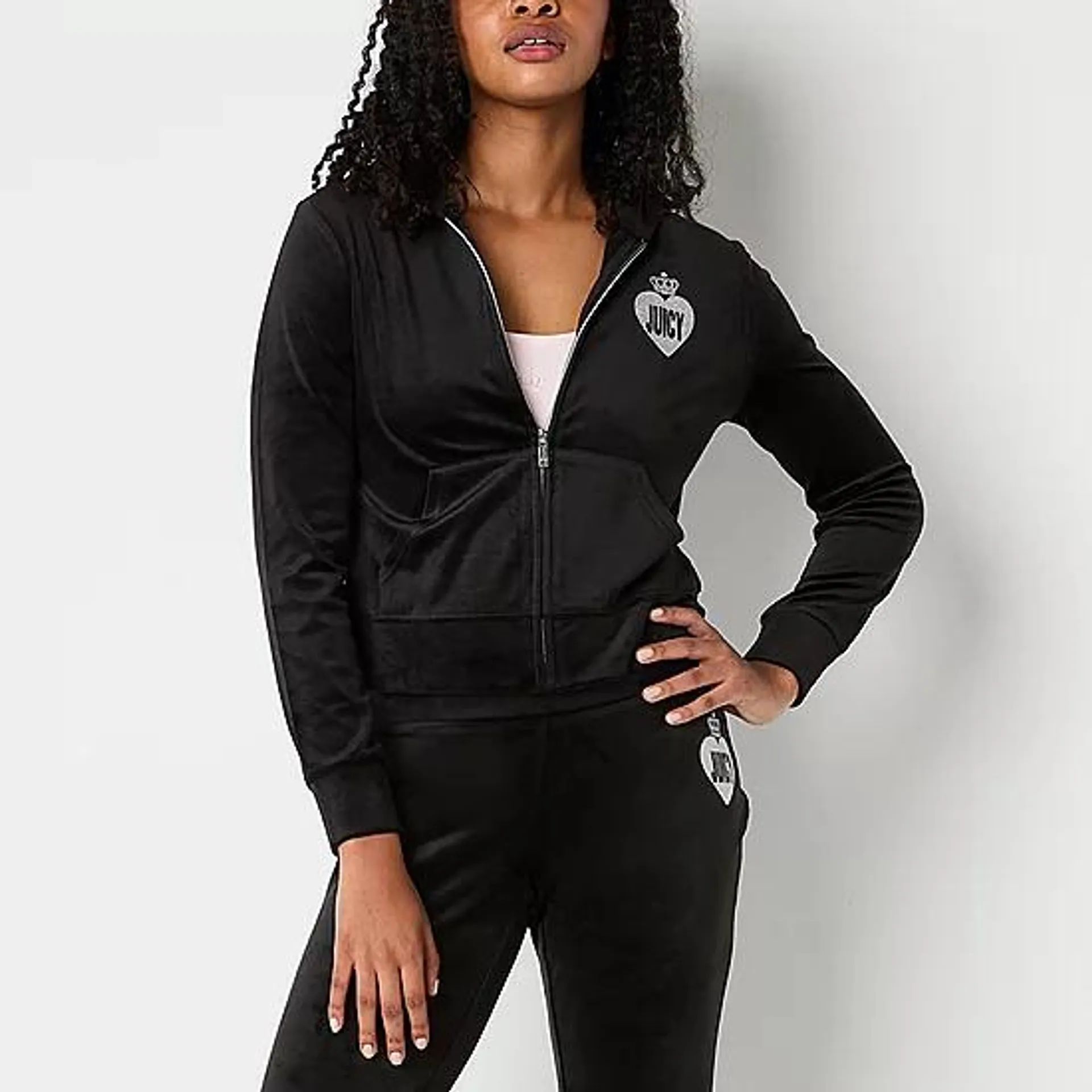 new! Juicy By Juicy Couture Hooded Lightweight Womens Juniors Casual Track Jacket