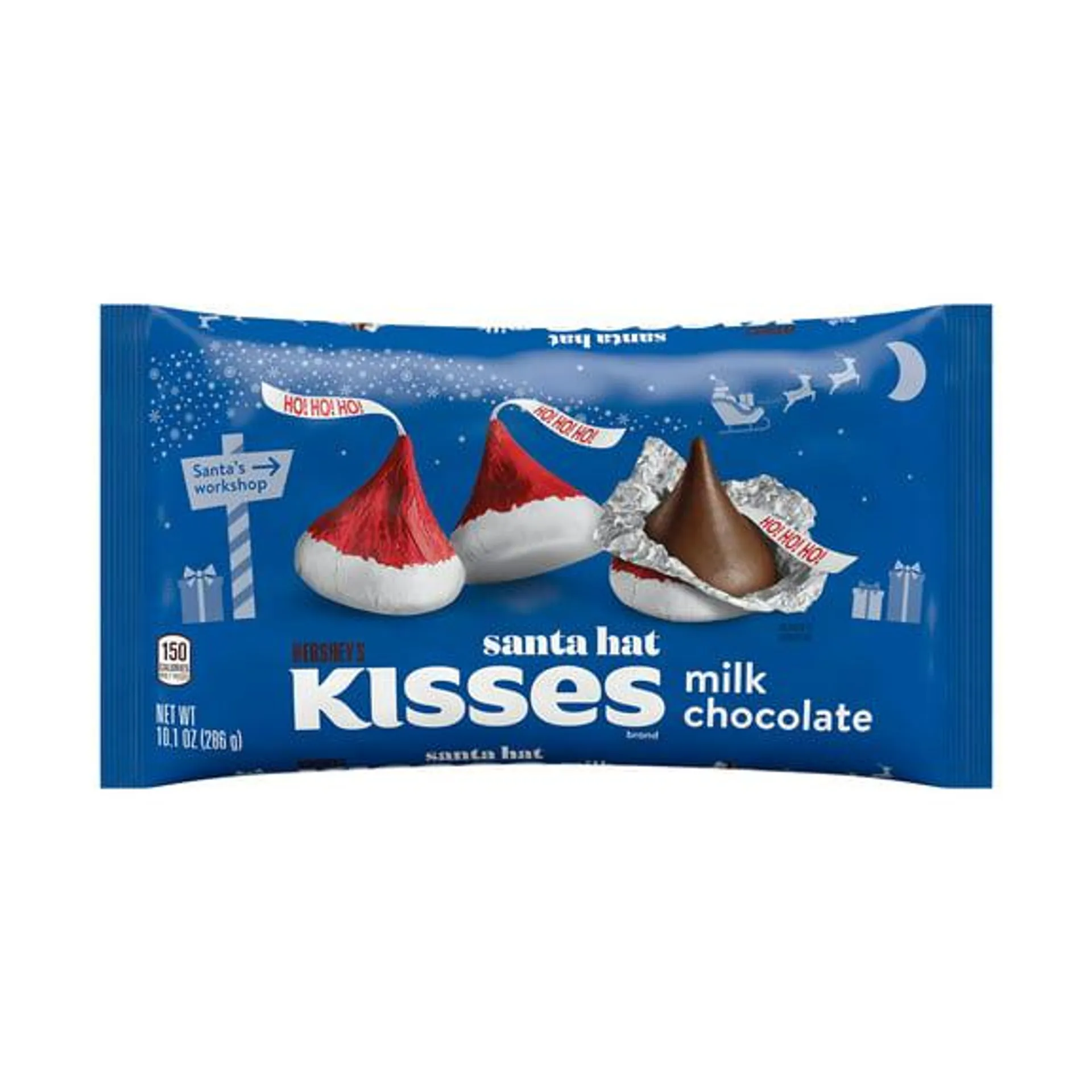 Hershey's Kisses Milk Chocolate Santa Hat Christmas Candy, Bag 10.1 oz