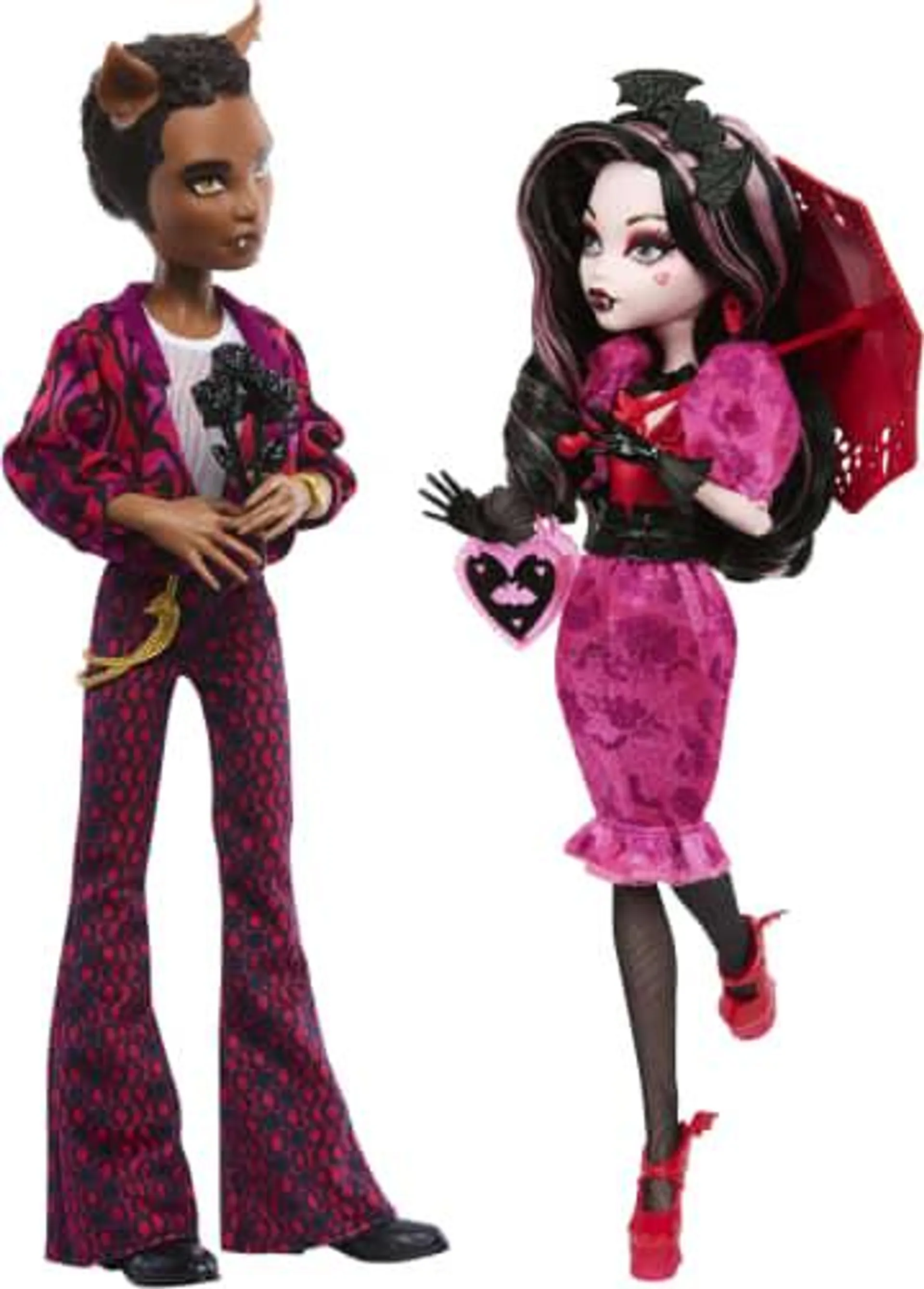 Monster High Draculaura And Clawd Wolf Collectible Dolls, Howliday Love Edition Two-Pack