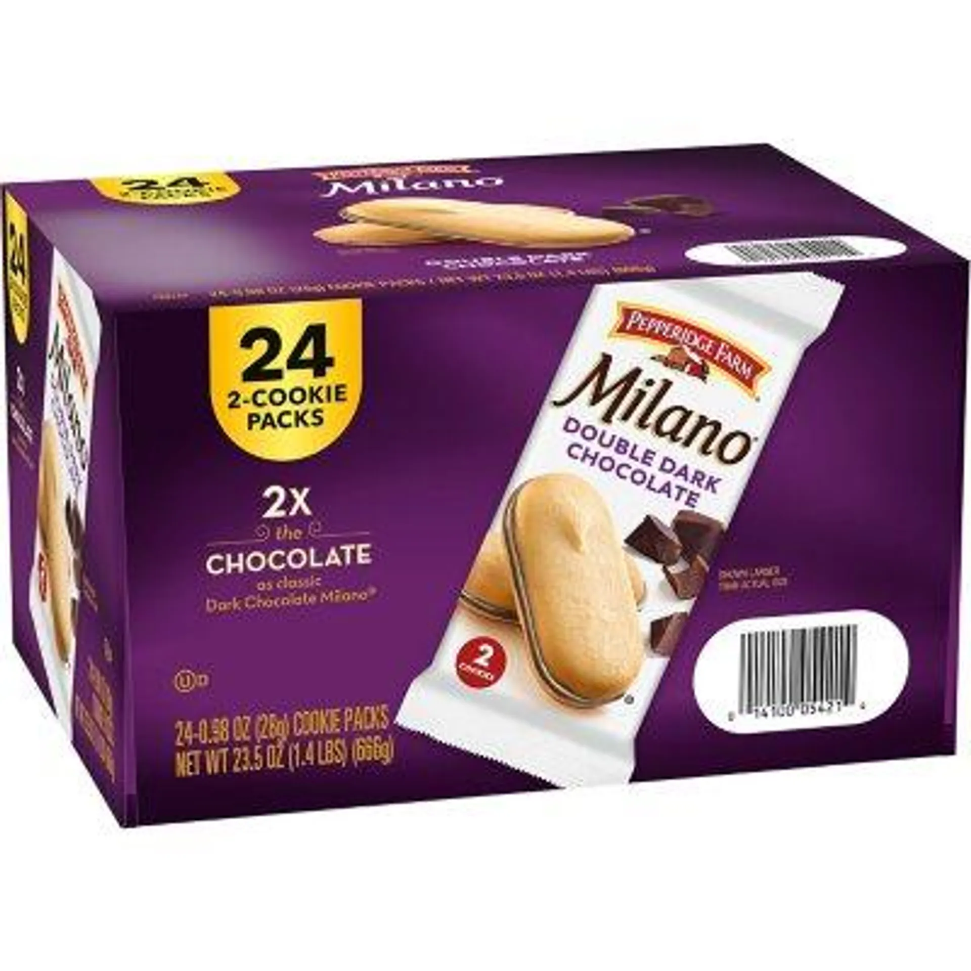 Milano Double Dark Chocolate Cookies, 0.98 oz., 24 pk.