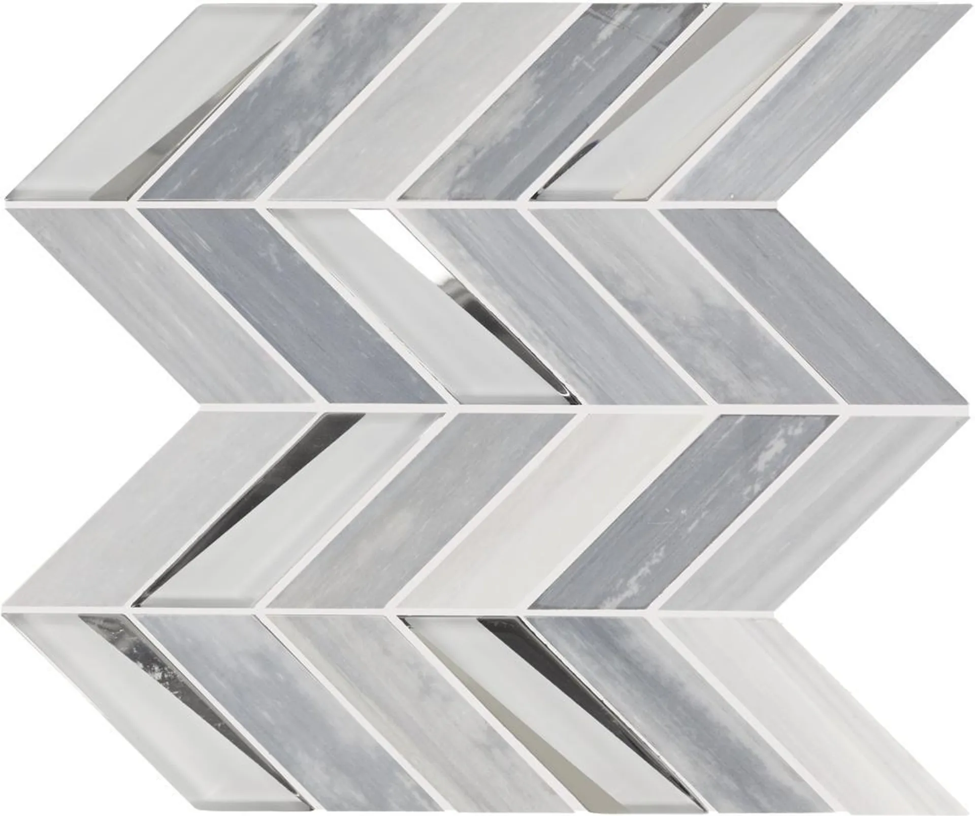 Mohawk® Marian Manor Silver Strand 12 x 14 Glass and Marble Herringbone Mosaic Tile