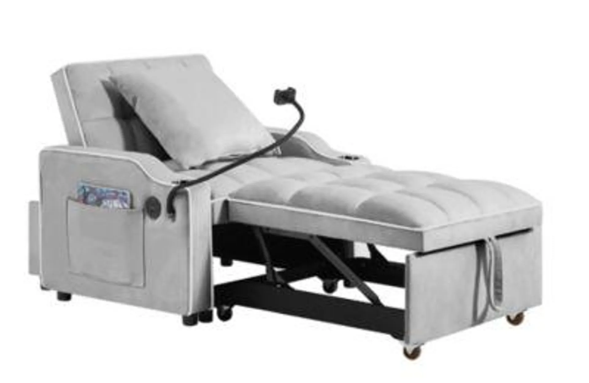 Streamdale Furniture 3-in-1 Convertible Sleeper Chair Bed with USB Charging