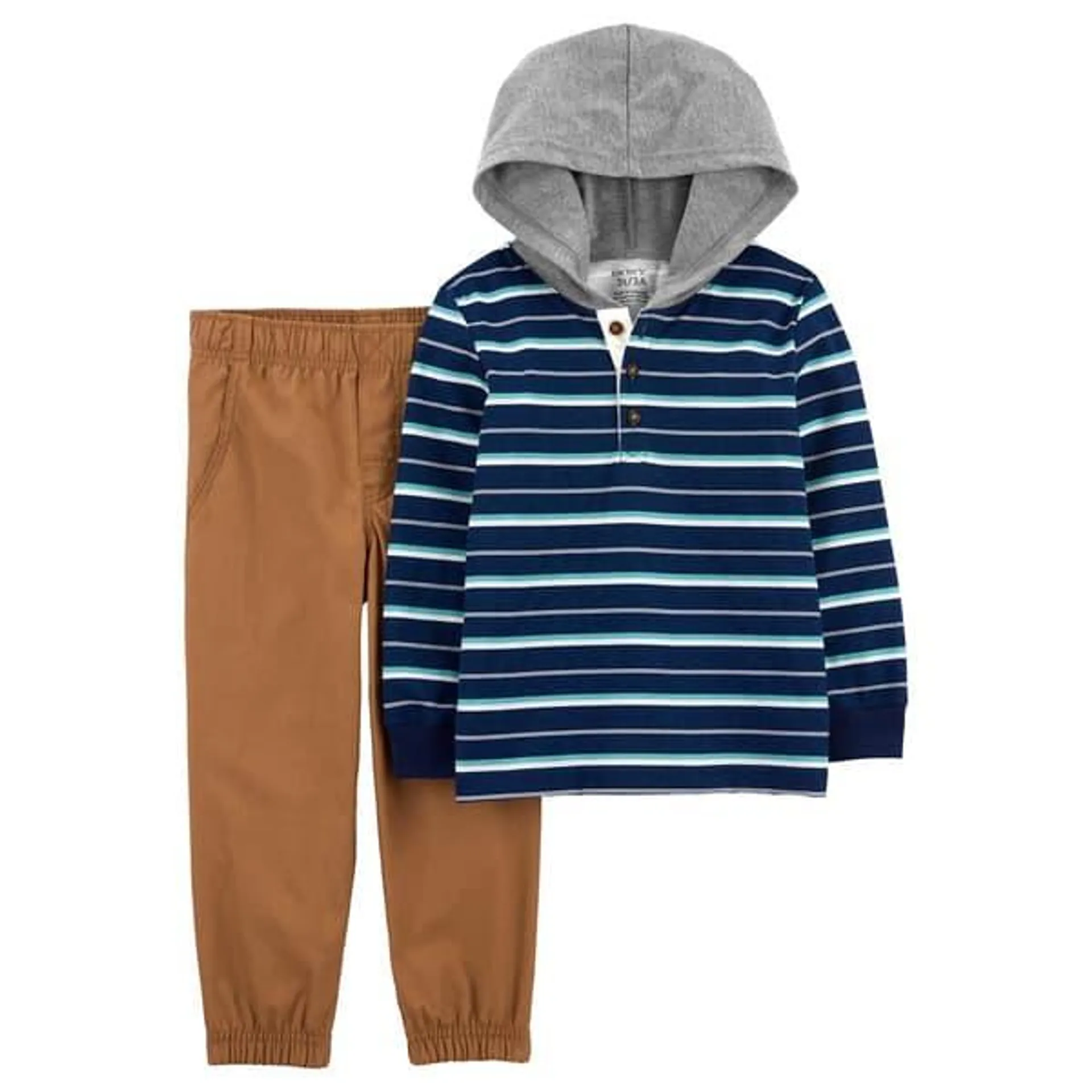 Toddler Boy Carter’s® Striped Hooded Top & Solid Pants Set