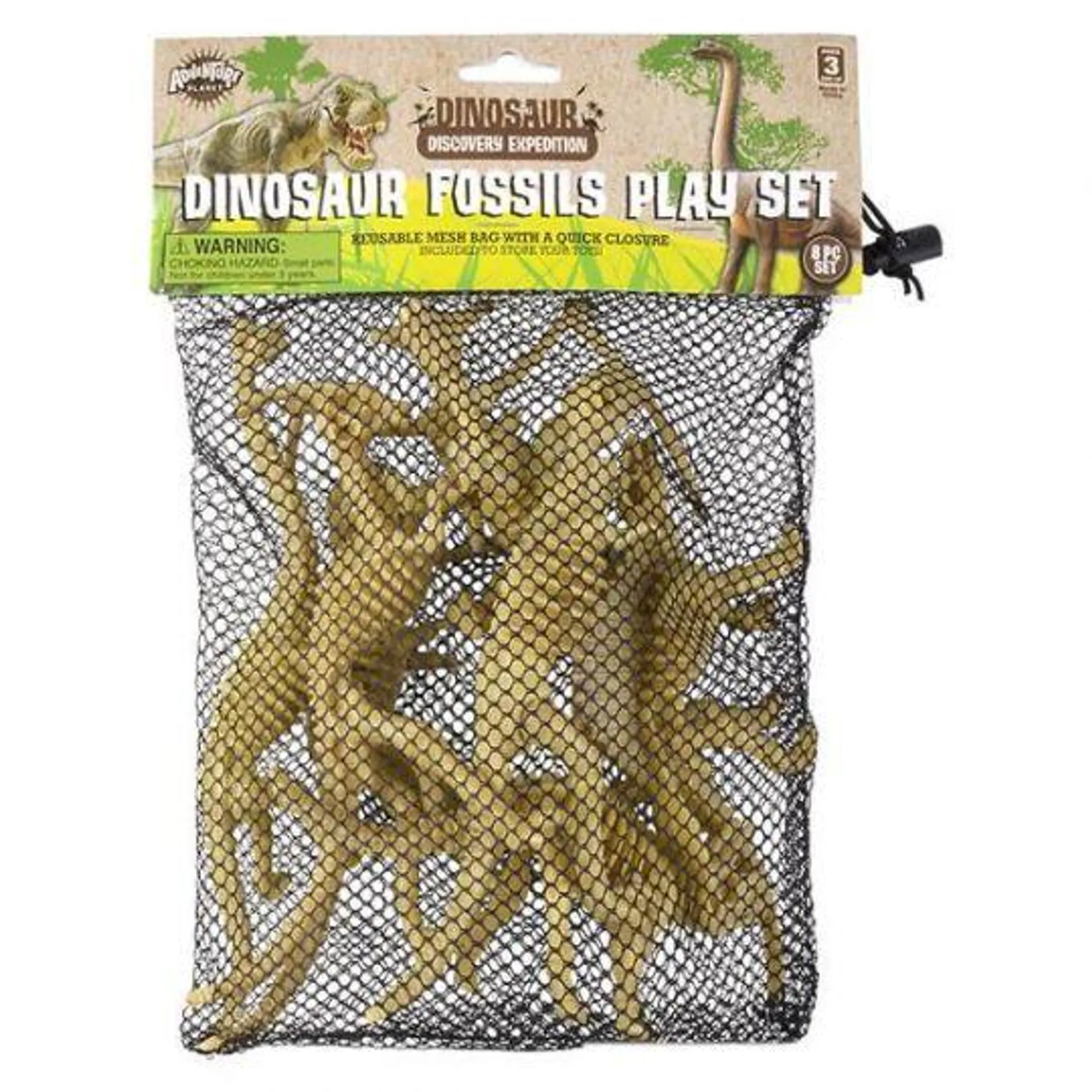 Rhode Island Novelty - Dinosaur Discovery Expedition Toys - DINOSAUR FOSSILS SET (8 Pieces)