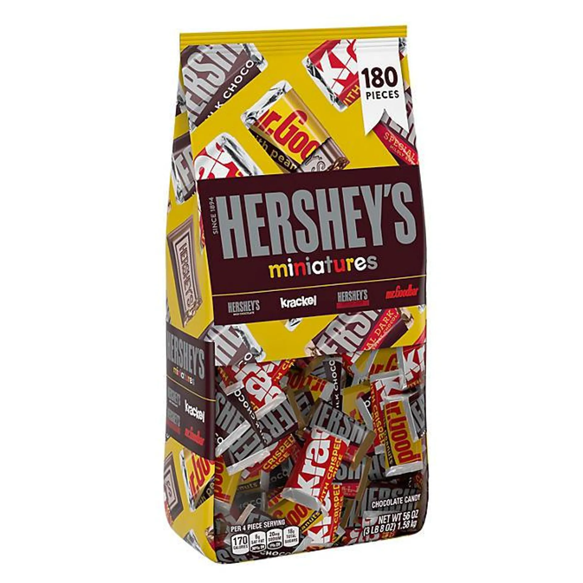 HERSHEY'S Miniatures Assorted Chocolate Candy Bars Bulk Bag (56 oz., 180 pcs.)