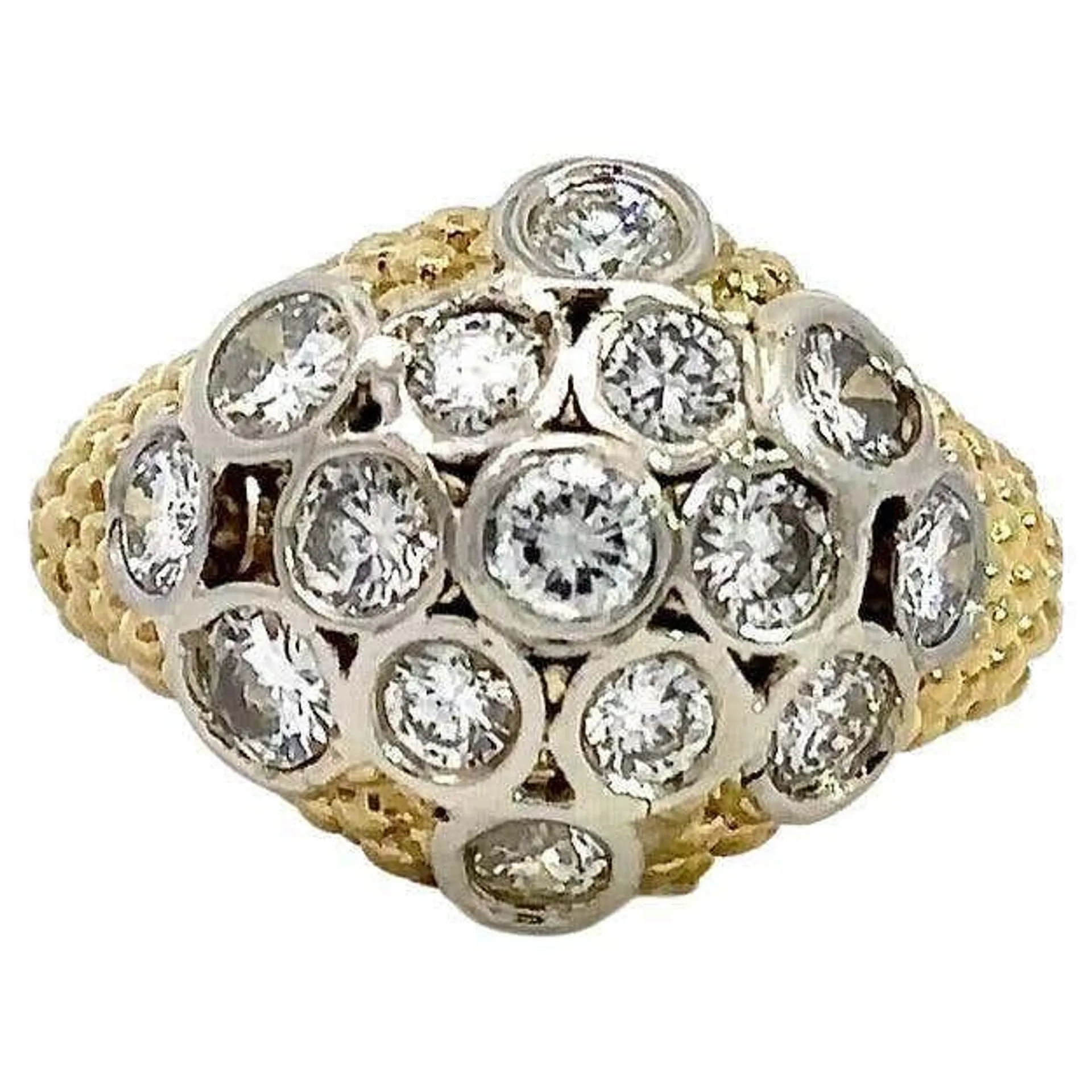 Vintage 2.06CT Diamond Bombe Cocktail Ring 18KT Gold