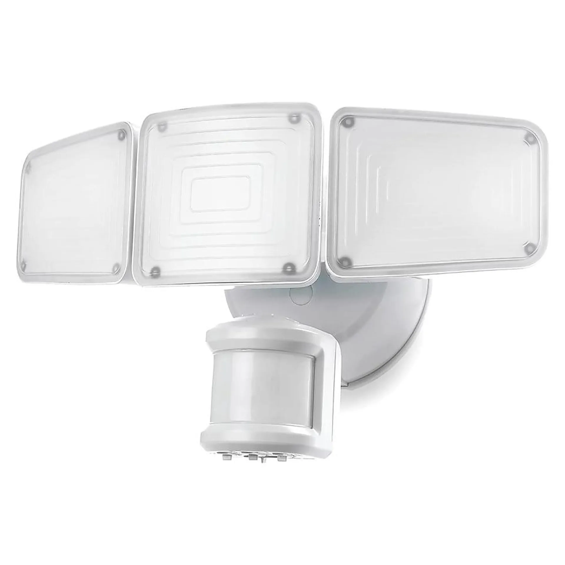 Home Zone Security 3500-Lumen 36-Watt White Line Voltage Hardwired Smart LED Flood Light Motion Sensor