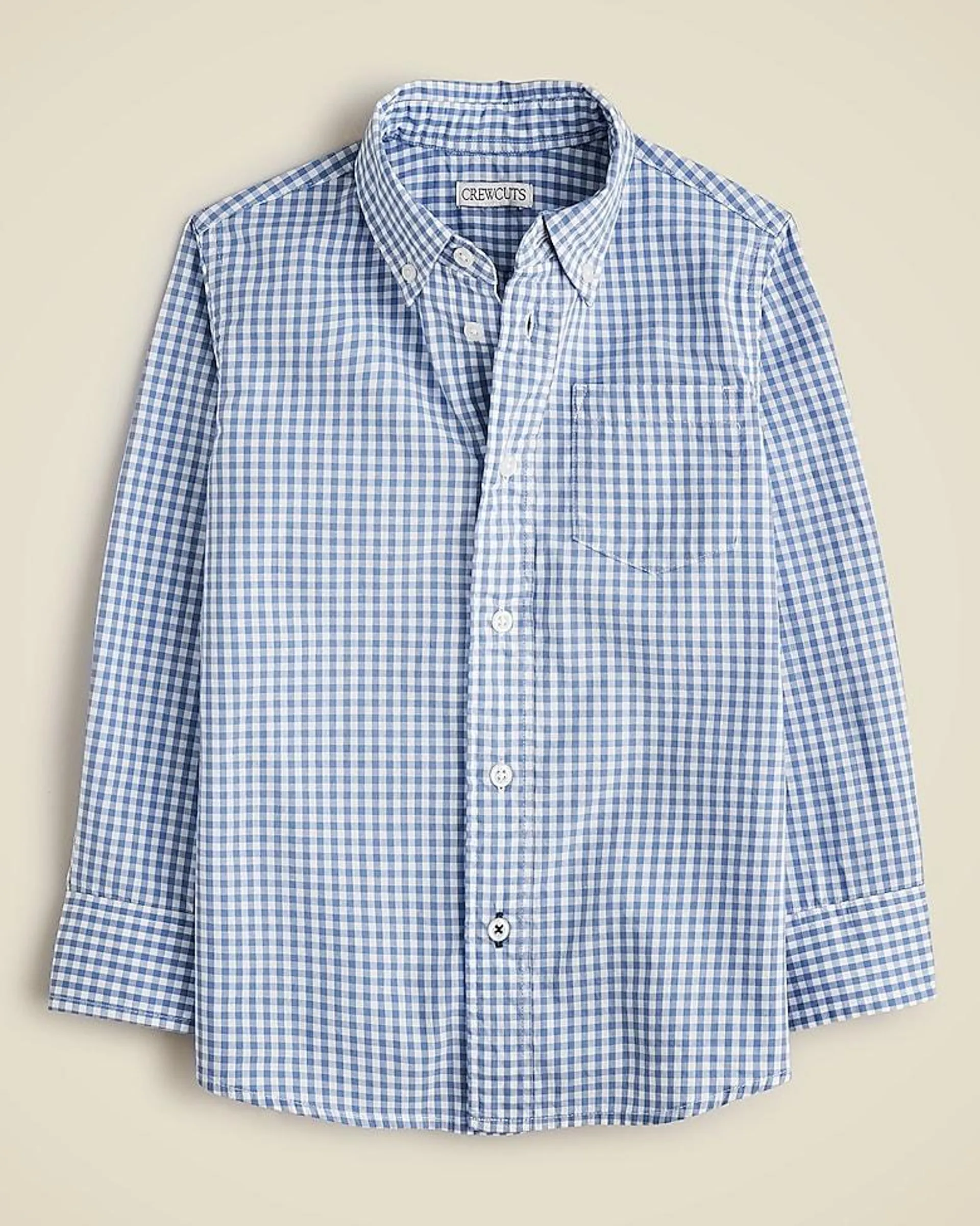 Kids' stretch poplin button-down in gingham