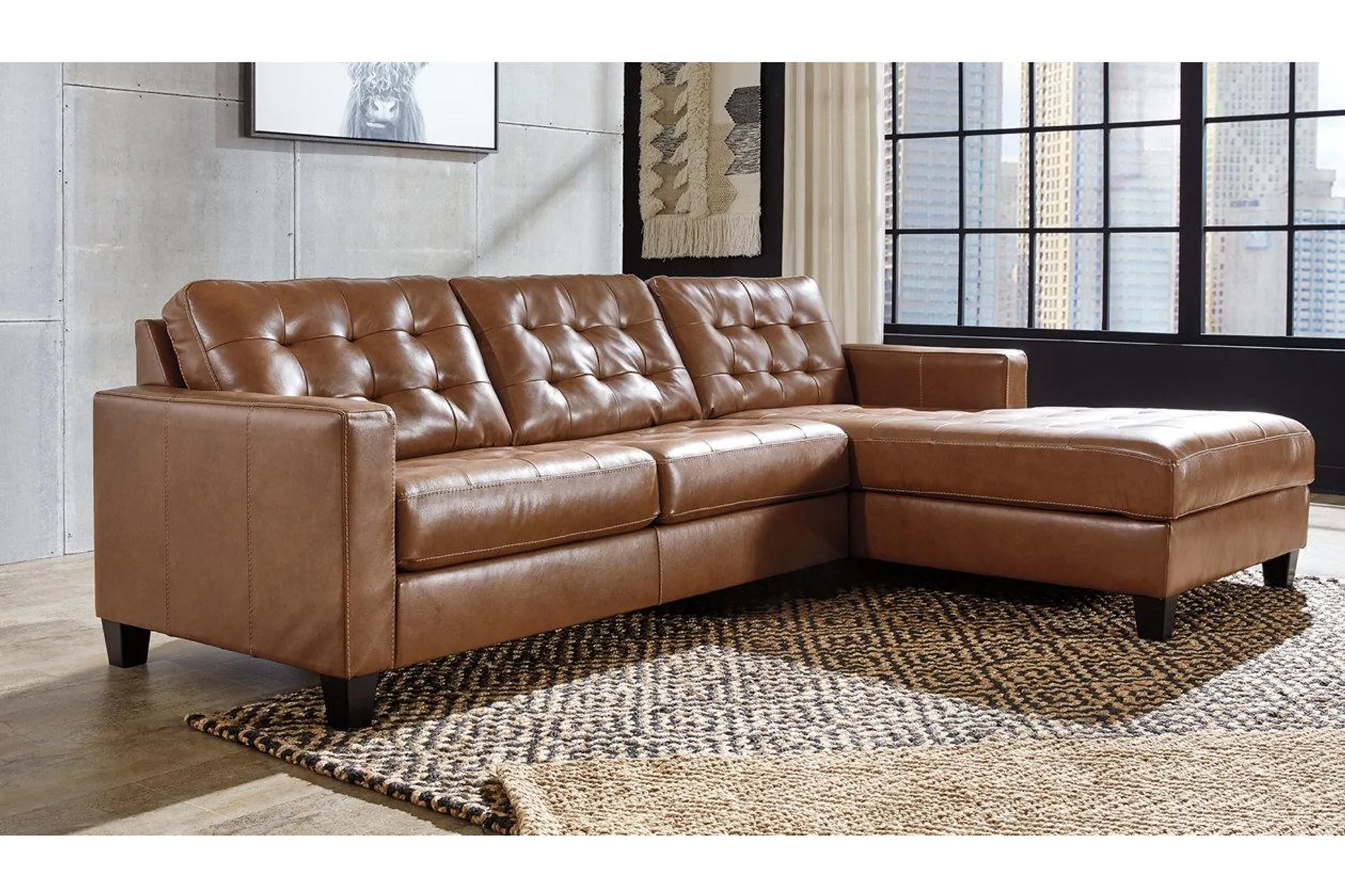 Baskove 2-Piece Leather Sectional with Chaise