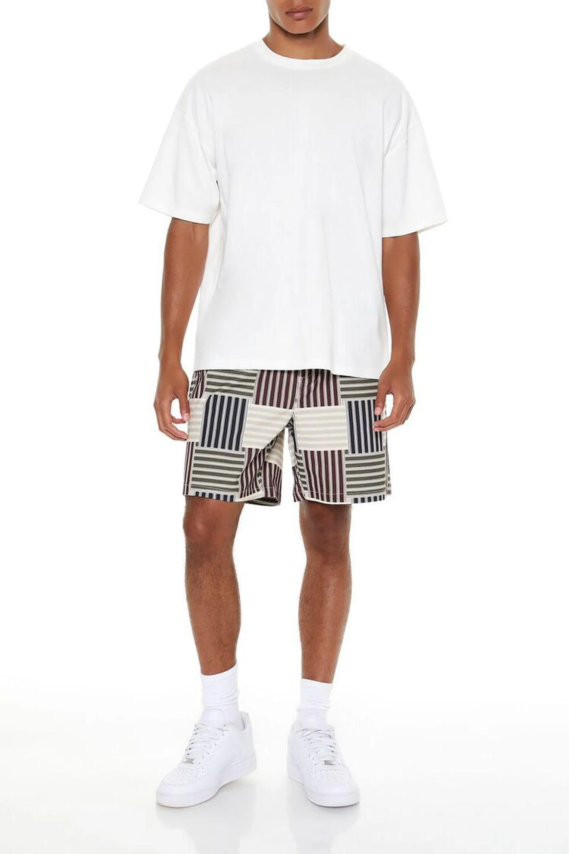 Striped Geo Print Volley Shorts