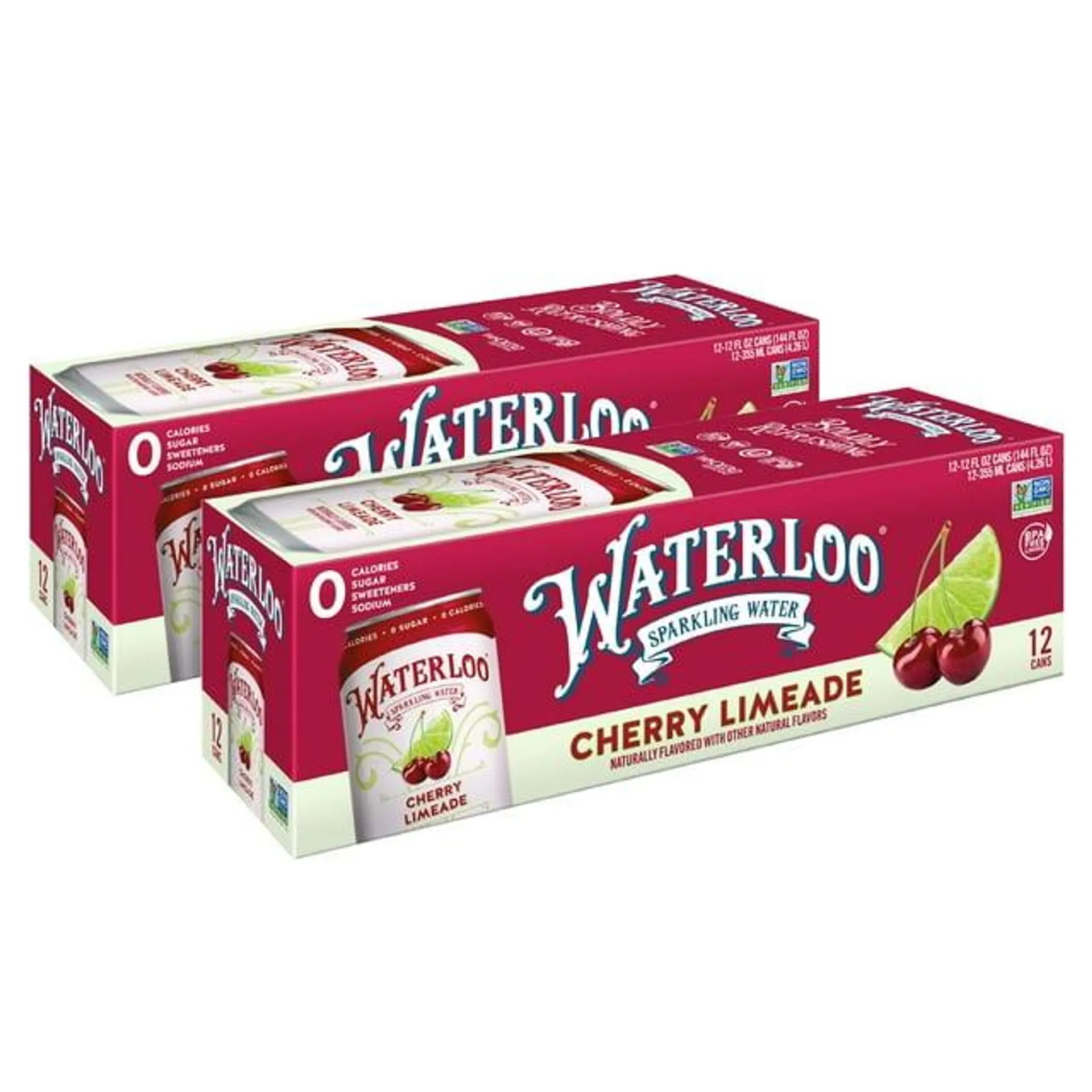 Waterloo Sparkling Water, Cherry Limeade, 12 fl oz, 24 Pack Cans