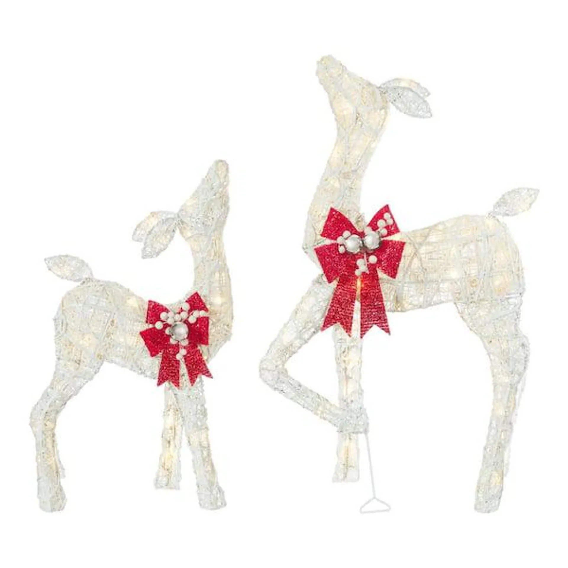 36 in. Warm White LED Super Bright Doe and 28 in. Fawn Holiday Yard Decoration