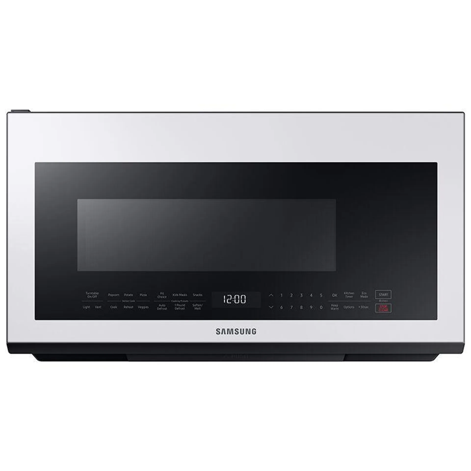 Samsung Bespoke 30" 2.1 Cu. Ft. Over-the-Range Microwave with 10 Power Levels, 400 CFM & Sensor Cooking Controls - White Glass