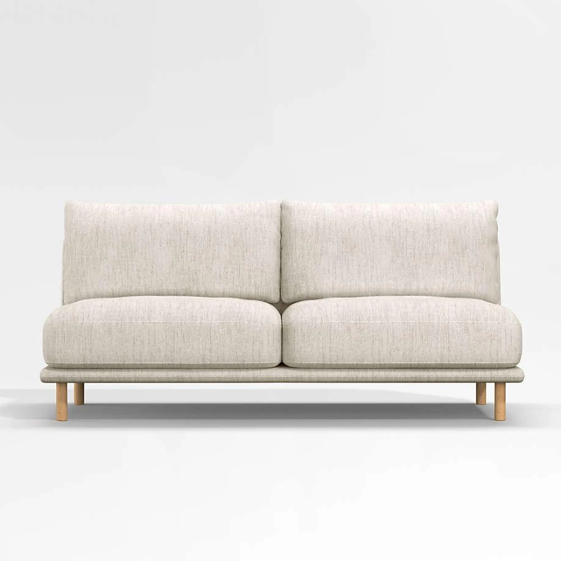 Wells Armless Sofa with Natural Leg Finish