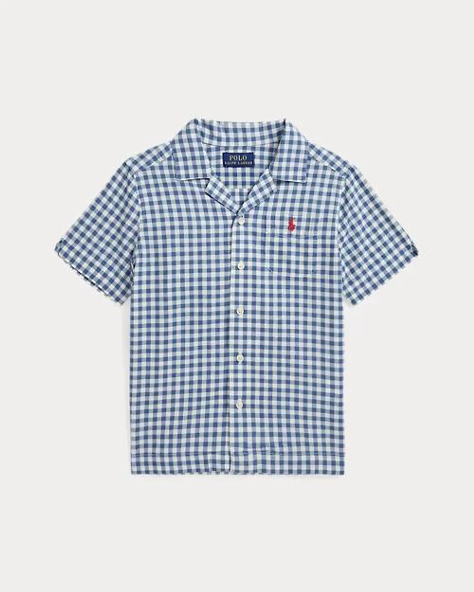 Gingham Cotton Madras Camp Shirt