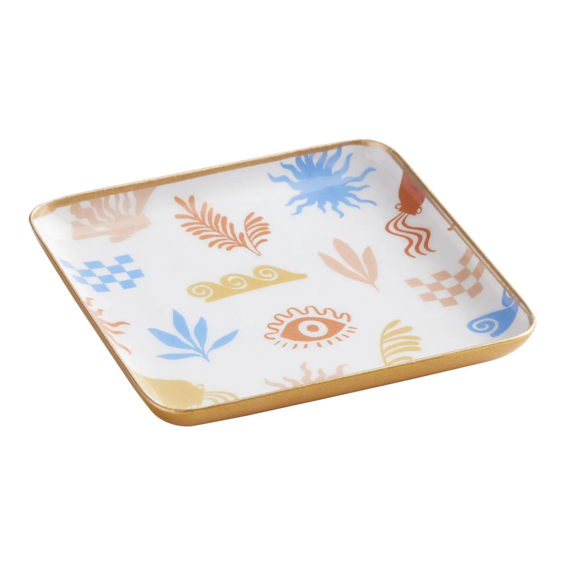 Gold Metal Multicolor Siren Icons Trinket Dish