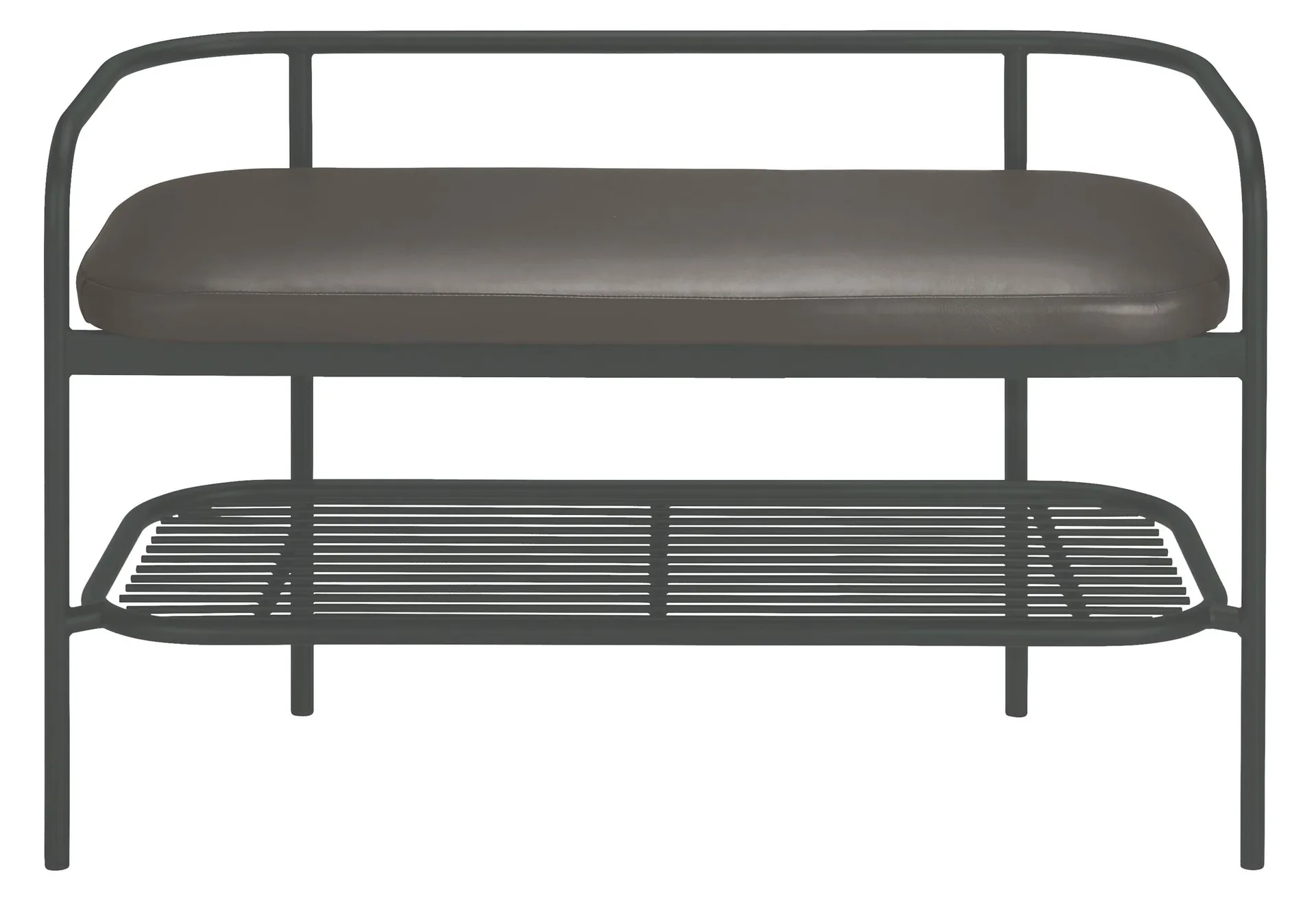 Ebers 36w 16d 23h Bench in Pistel Grey Leather with Graphite Base