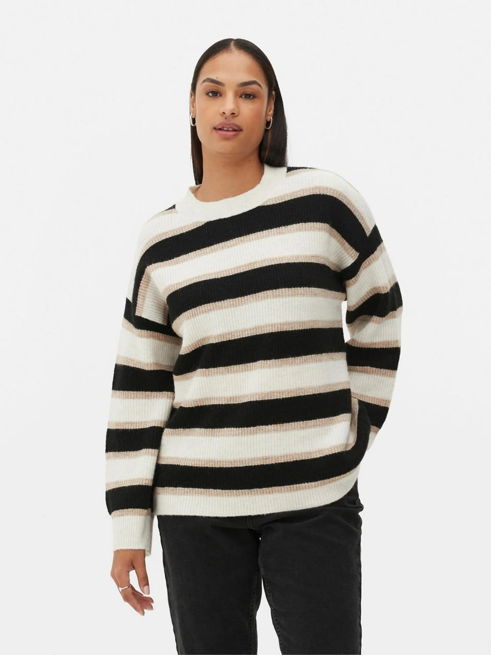 Cuffed Sleeve Knitted Jumper