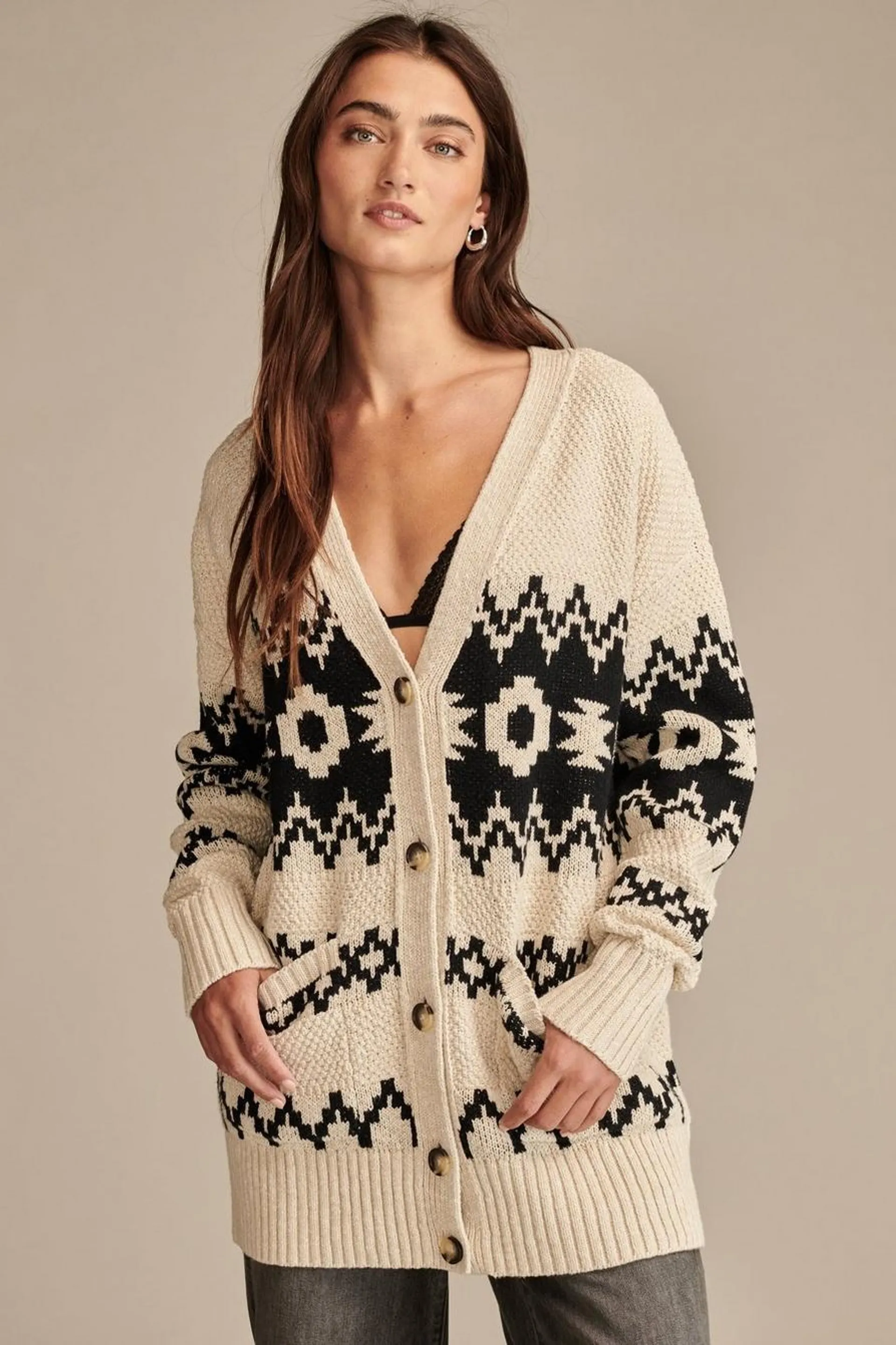 novelty pattern cardi