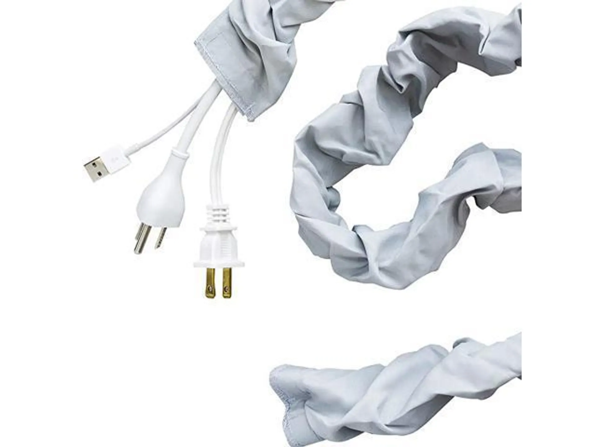 Fabric Cord Cover 2 Pack, 6 Ft, Cable Management and Hider, Easy Installation, Great for Lamps, Light Fixtures, and Desks, Heather Gray, 48659