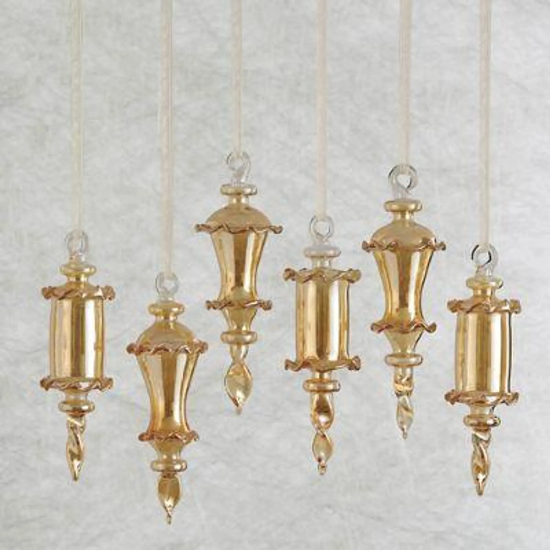 Amber Luster Glass Finials, Set of Six