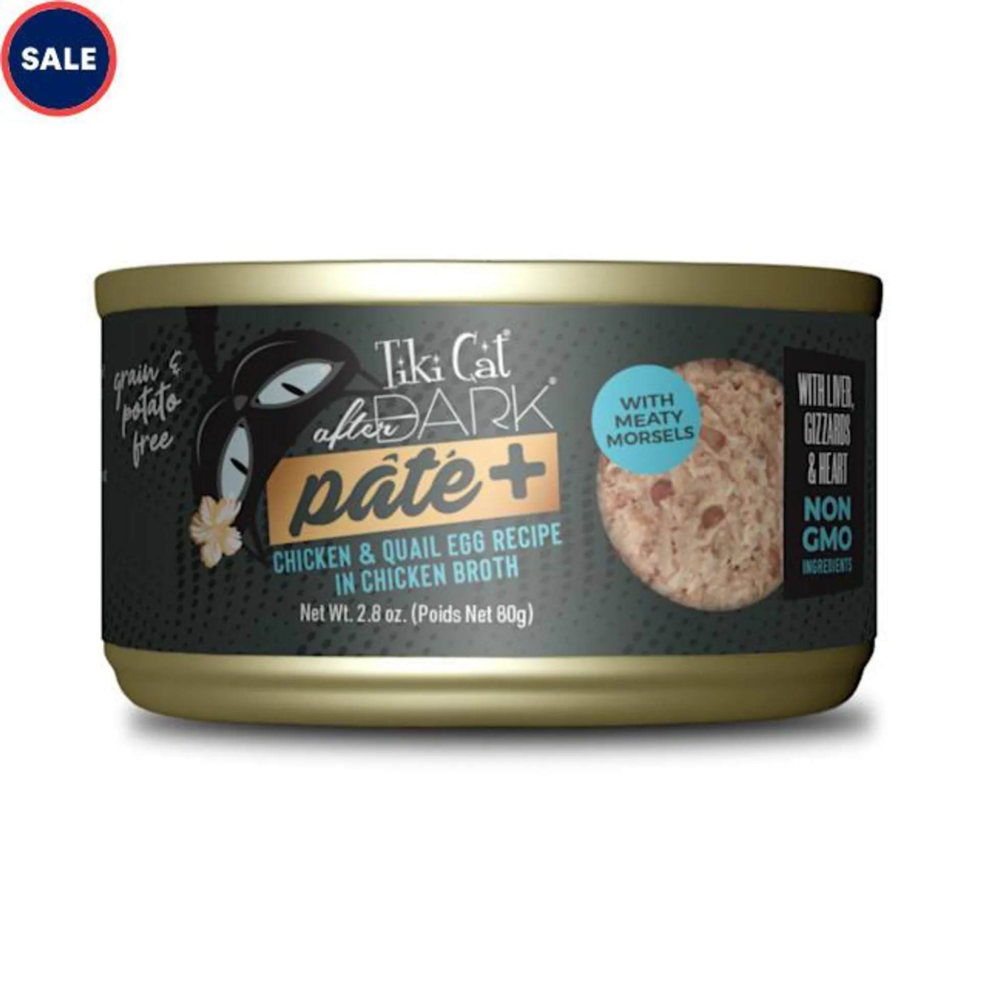 Tiki Cat After Dark Pate+ Chicken & Quail Egg Wet Food for Cats, 2.8 oz., Case of 12