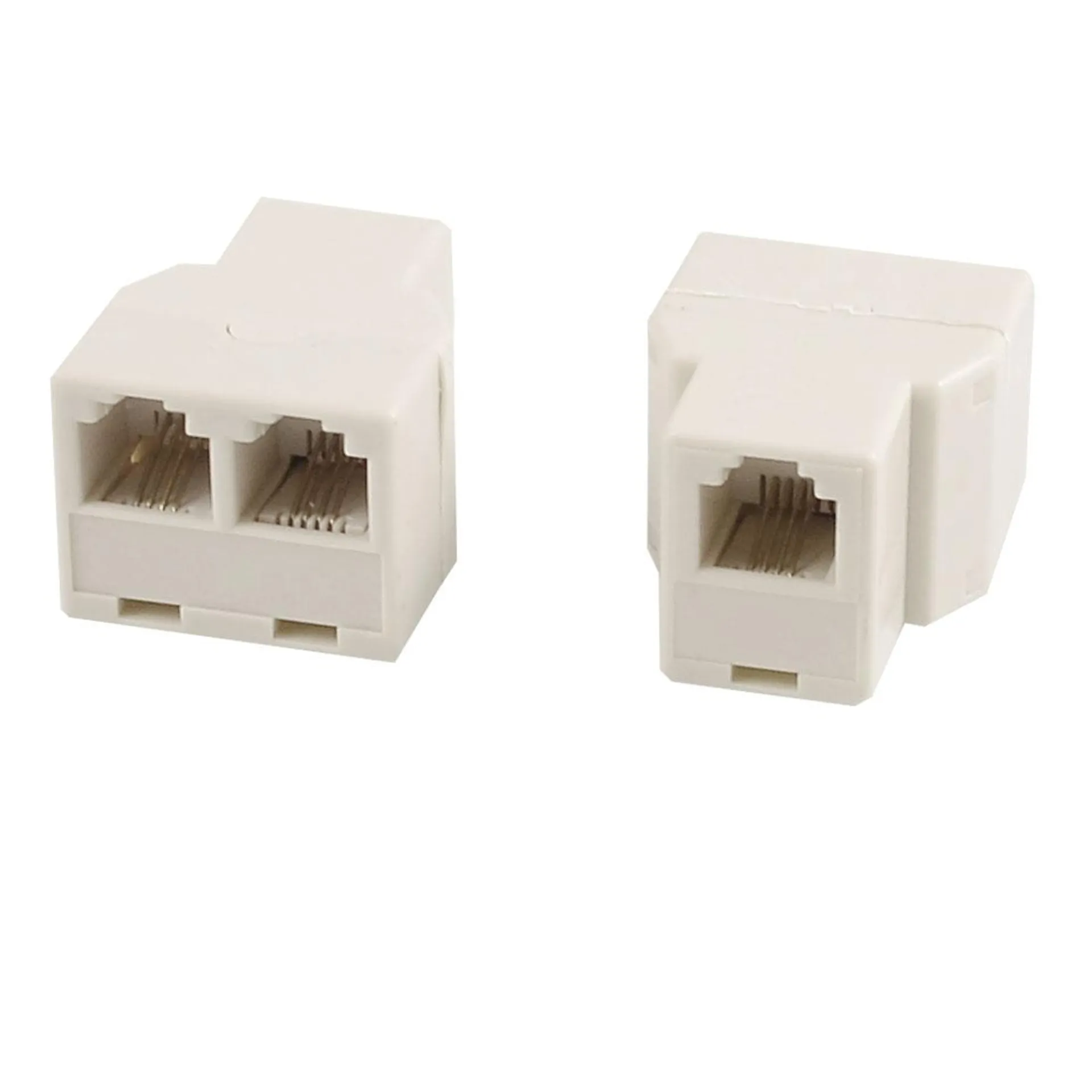 Unique Bargains 2 Pcs Plastic RJ11 F-2F F/2F Jack Telephone Modular Splitter Joiner Connectors