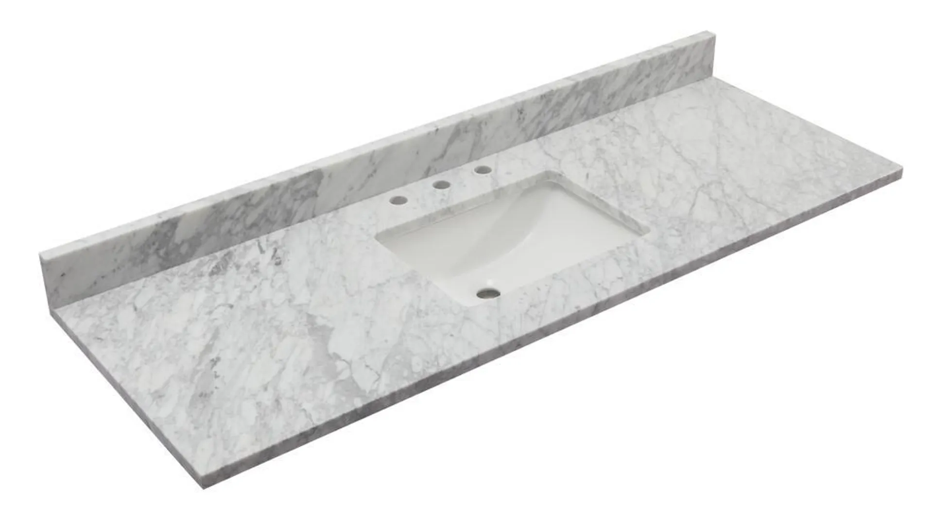 Tuscany® 61"W x 22"D Carrara Marble Vanity Top with Wave Rectangular Undermount Bowl