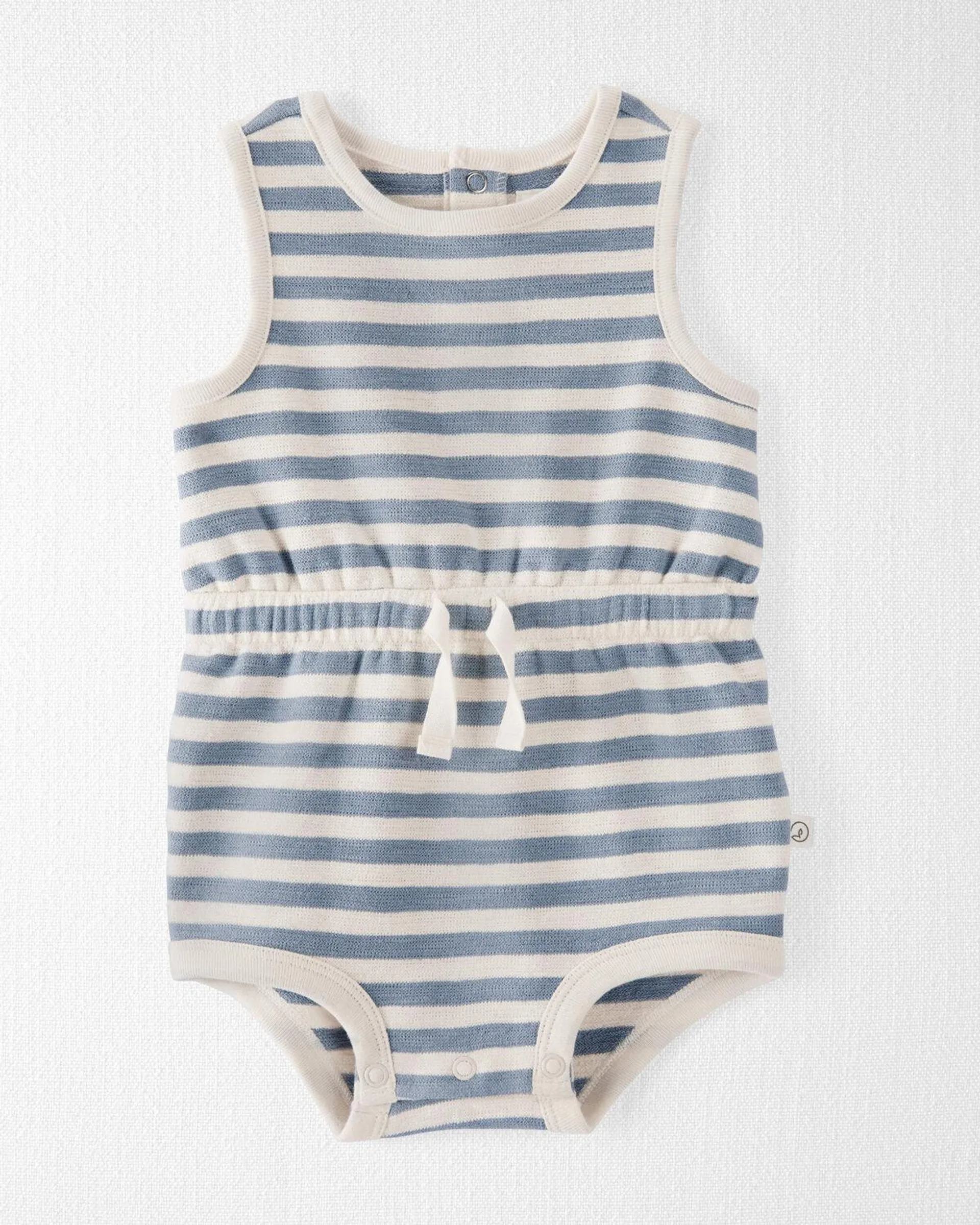 Baby Organic Cotton Blue Striped Bubble Romper