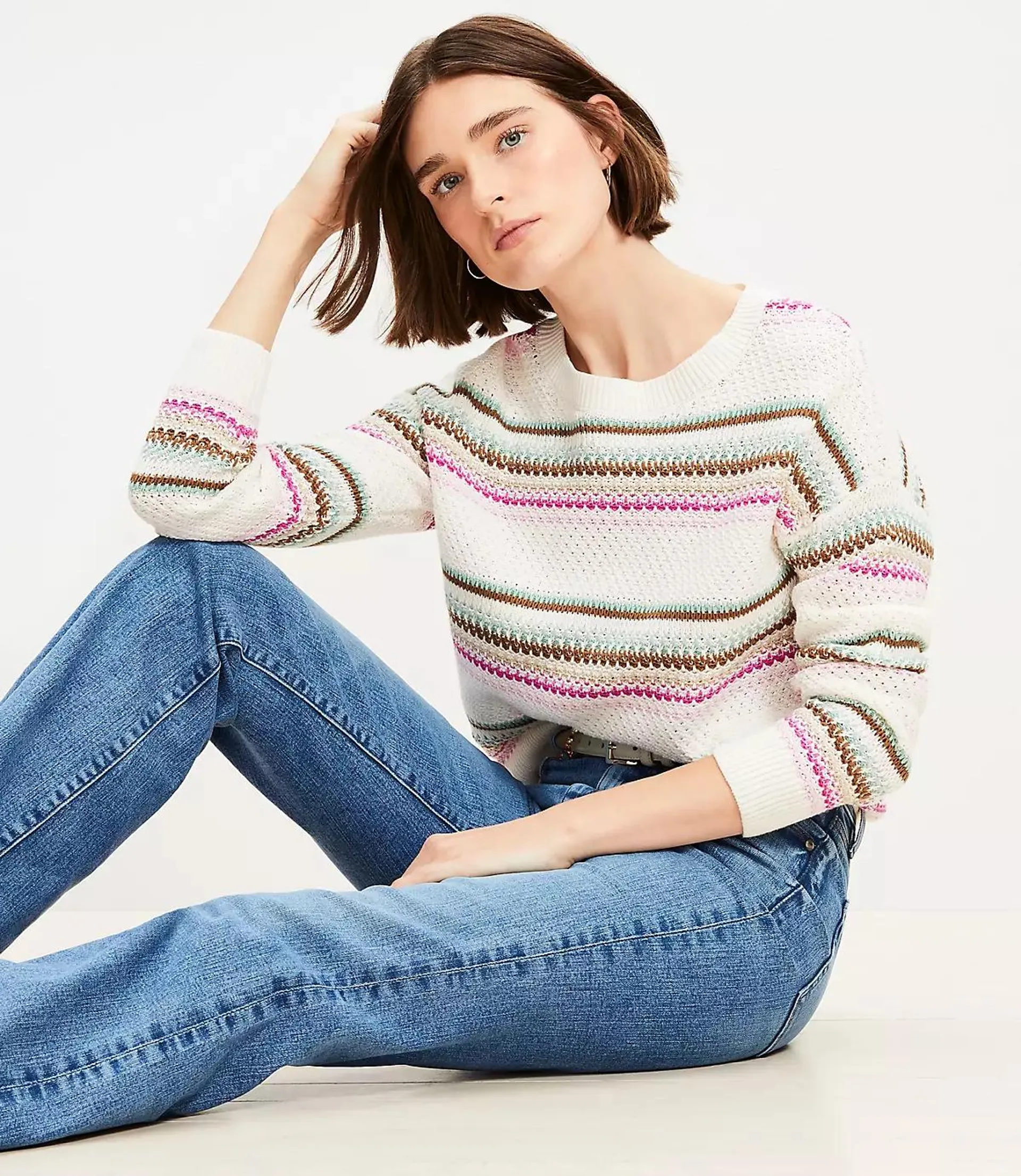 Striped Pointelle Sweater