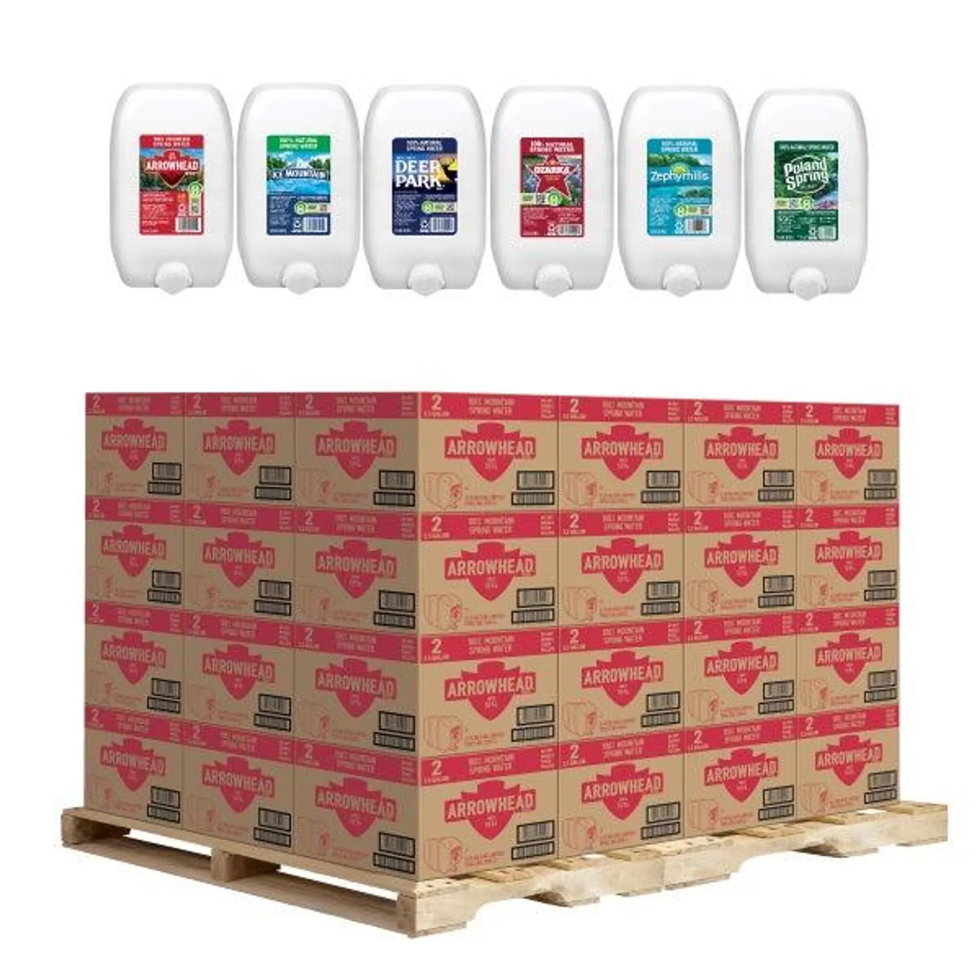 100% Spring Water, 2.5 Gallon, 2-count, 48 Case Pallet