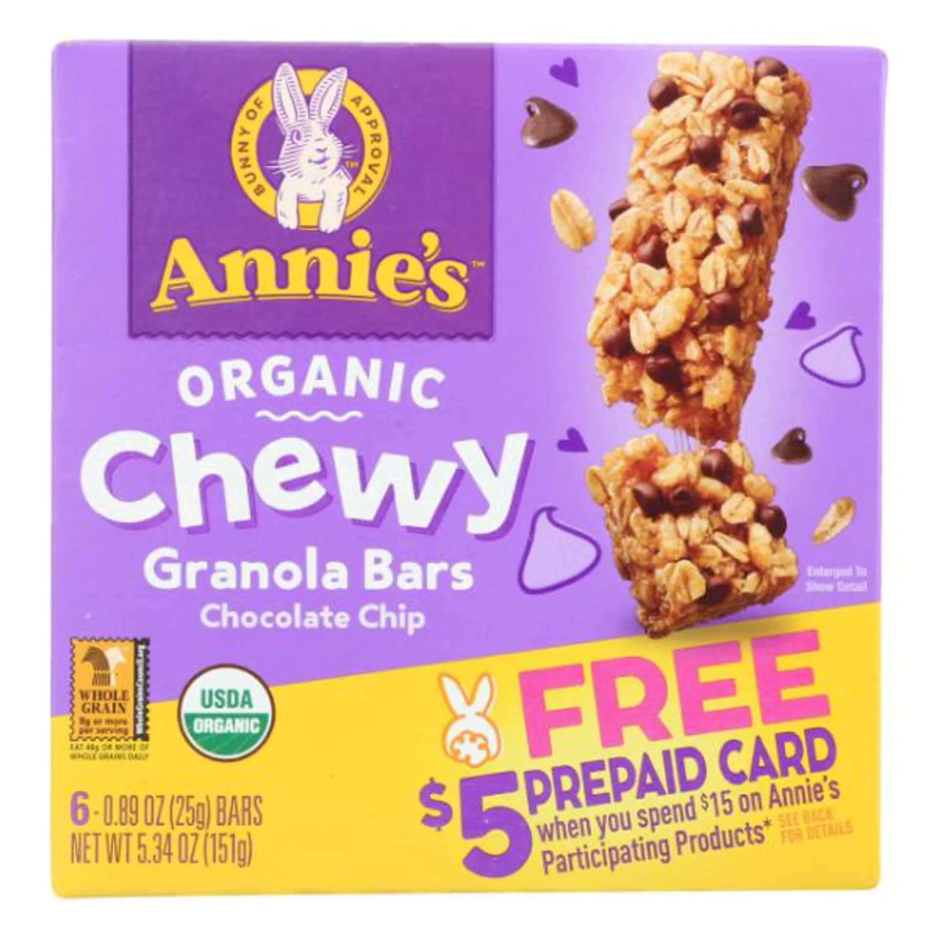 Annie's Organic Chocolate Chip Chewy Granola Bars - 5.34 Ounce