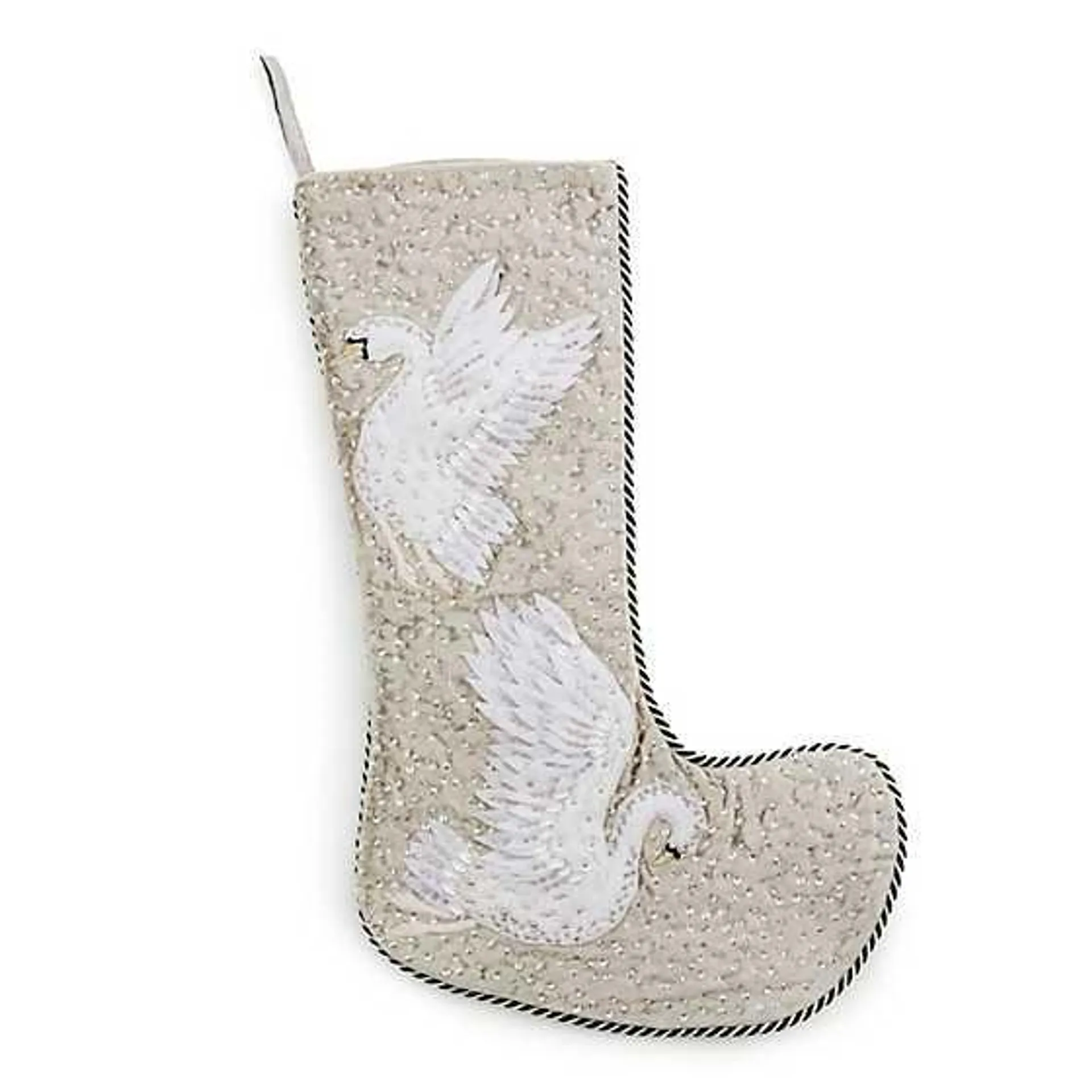 Holiday Swan Velvet Stocking