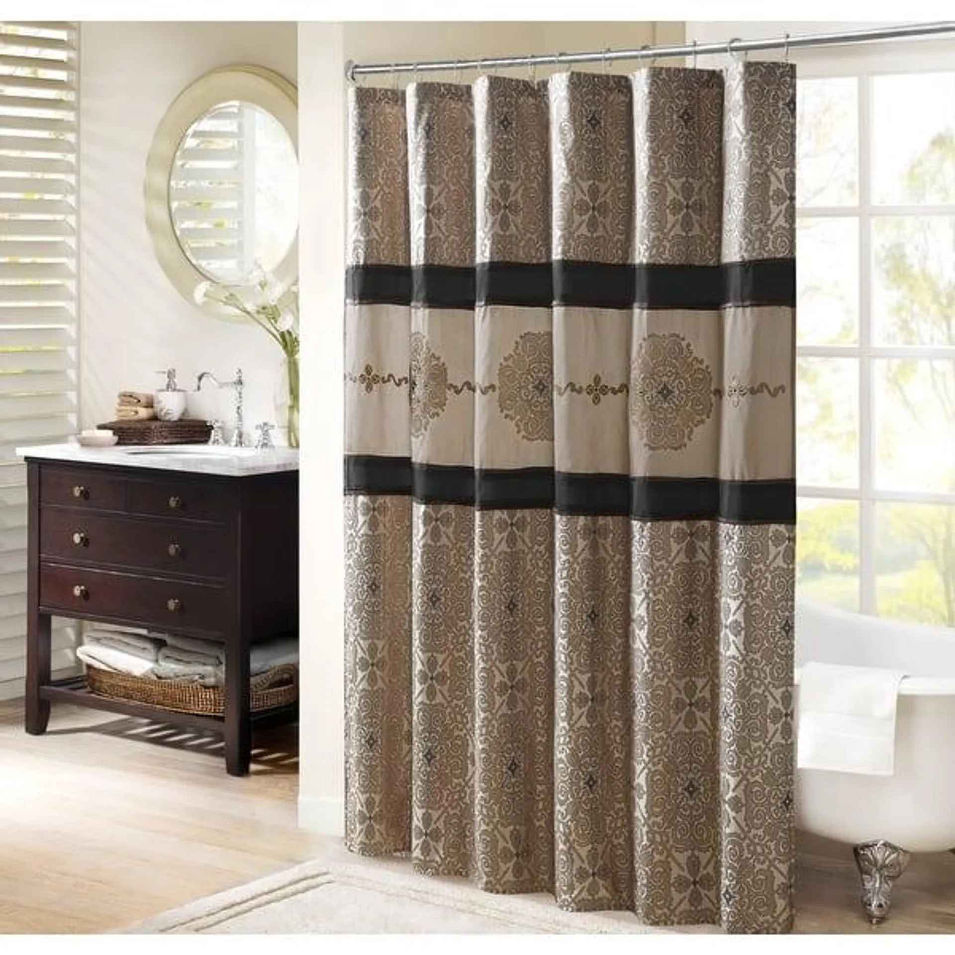 Madison Park Blaine Embroidered Shower Curtain