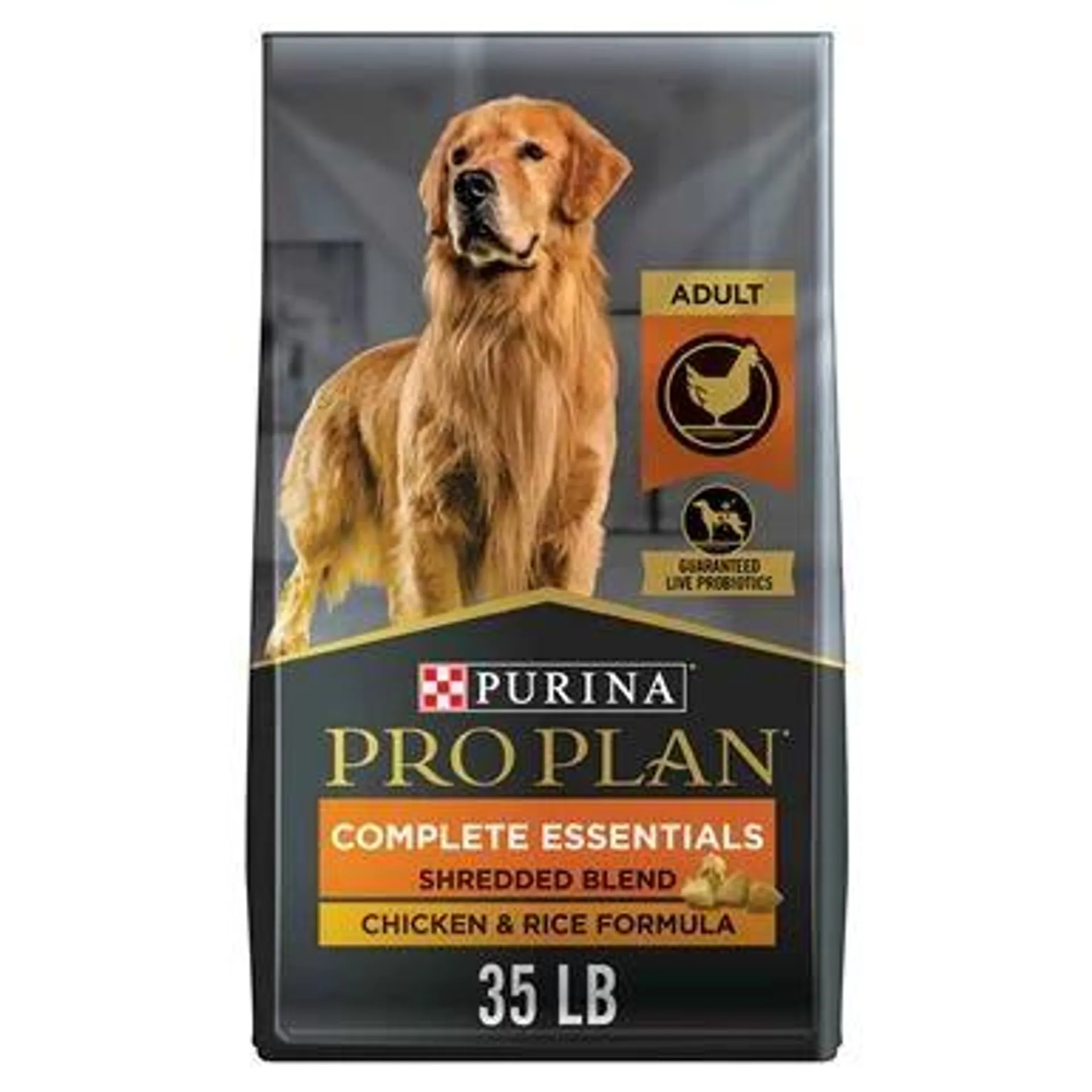 Purina Pro Plan High Protein Dog Food With Probiotics for Dogs, Shredded Blend Chicken & Rice Formula - 35 Pound Bag