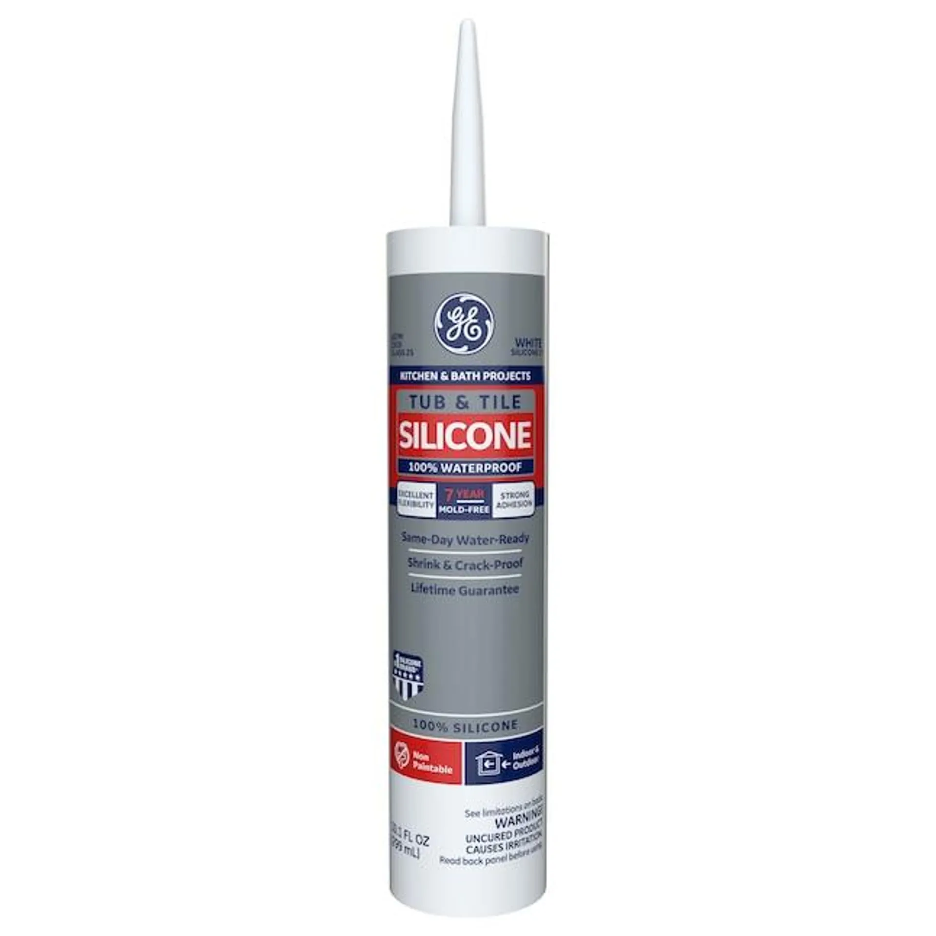 GE Silicone 1 Tub and Tile, Kitchen and Bath 10.1-oz White Silicone Caulk