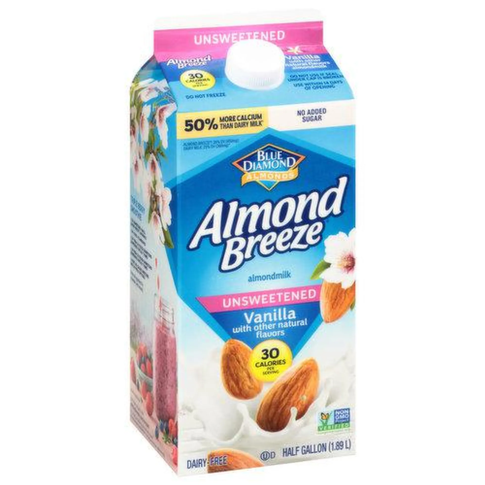 Almond Breeze Almondmilk, Unsweetened, Vanilla - 0.5 Gallon