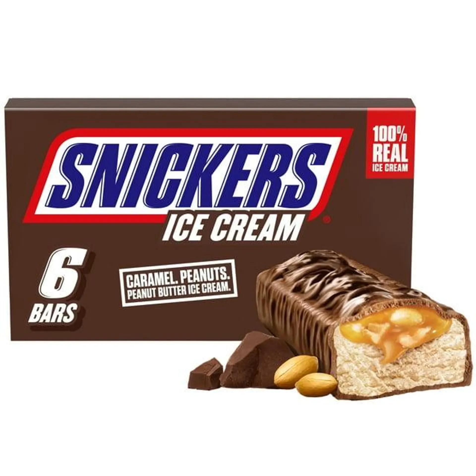 Snickers Creamy Peanut Butter Ice Cream Bars, 12 fl oz, 6 Pack