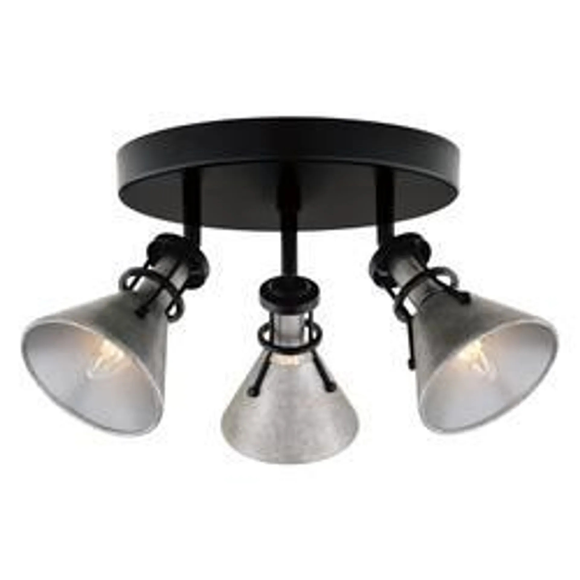 Patriot Lighting® Ashtyn Matte Black & Charcoal Patina 3-Light Semi-Flush Mount Ceiling Light