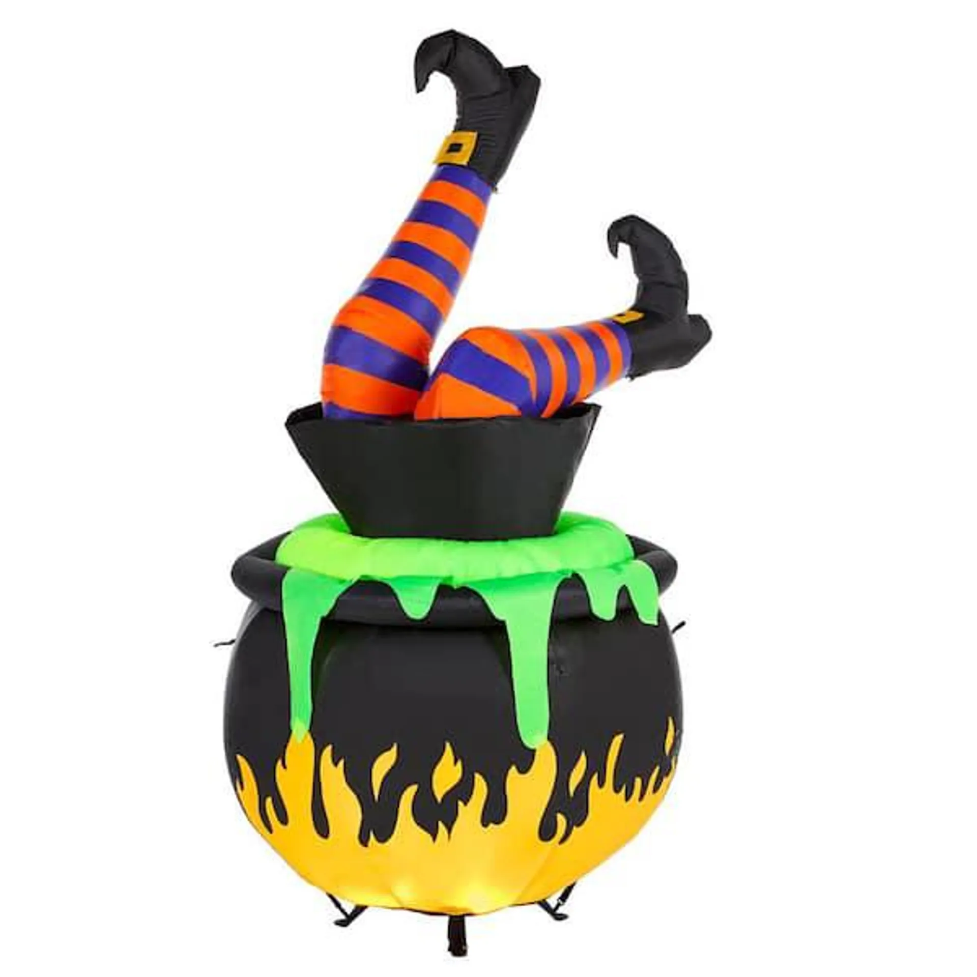 6 ft. LED Animatronic Kicking Witch Legs in Cauldron Inflatable