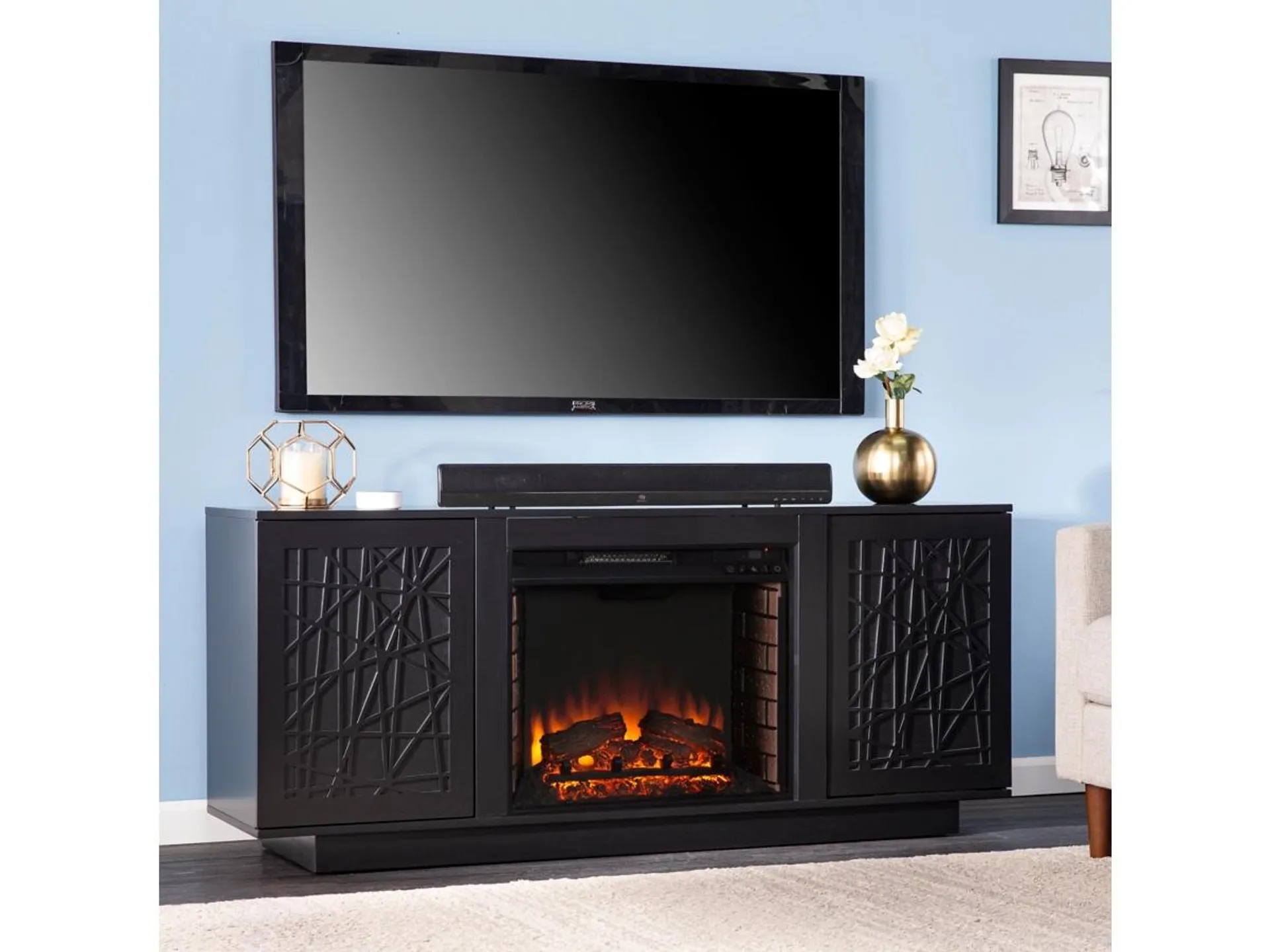 Southern Enterprises Furniture Rayelland Electric Fireplace 60'' TV Stand