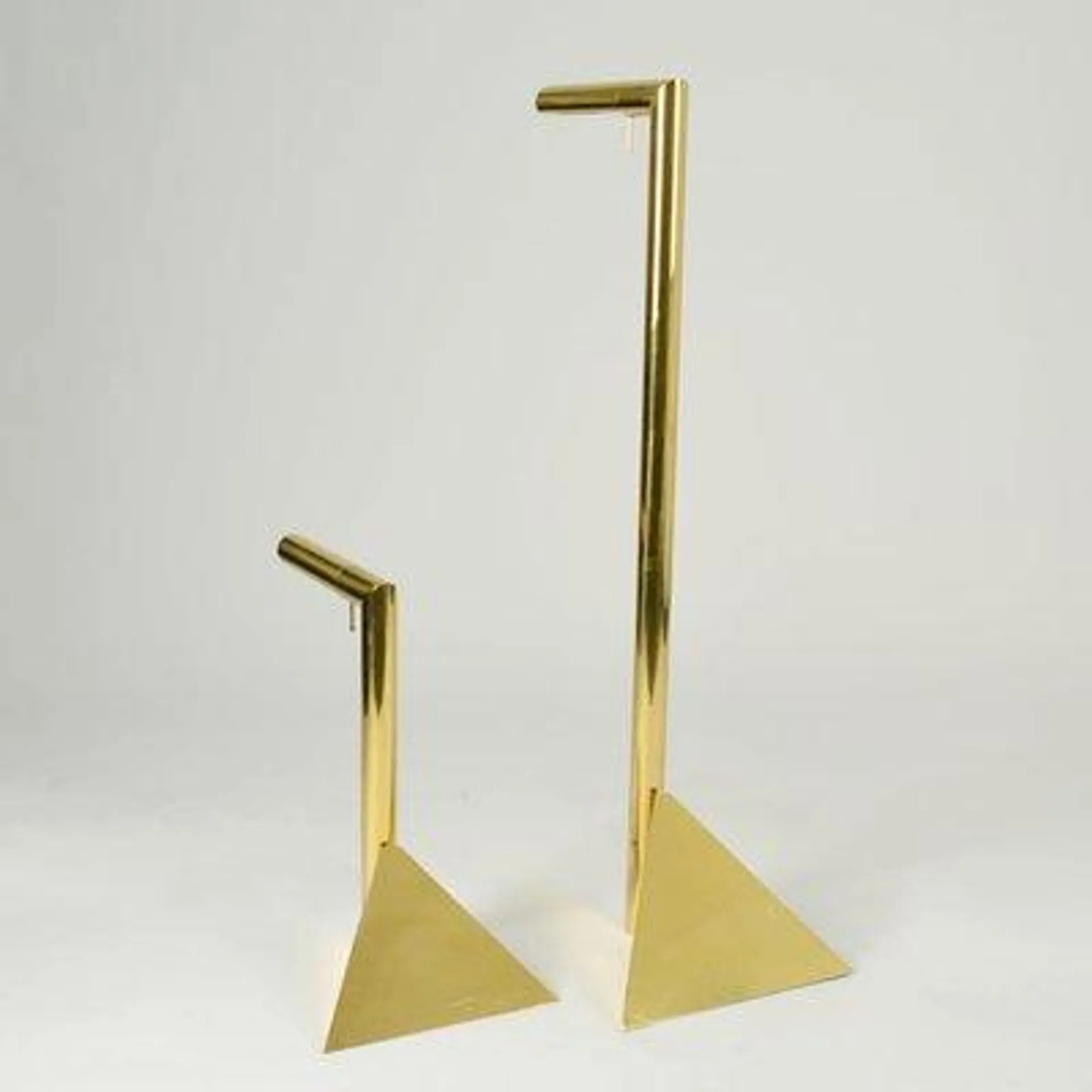 Sculptural Brass Tubular Floor Lamp on Pyramid Foot, 1970s